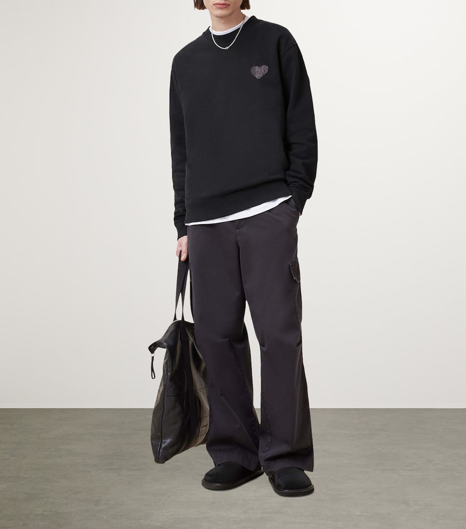 AllSaints Mens Organic Cotton Lover Sweatshirt Washed Black Image 2