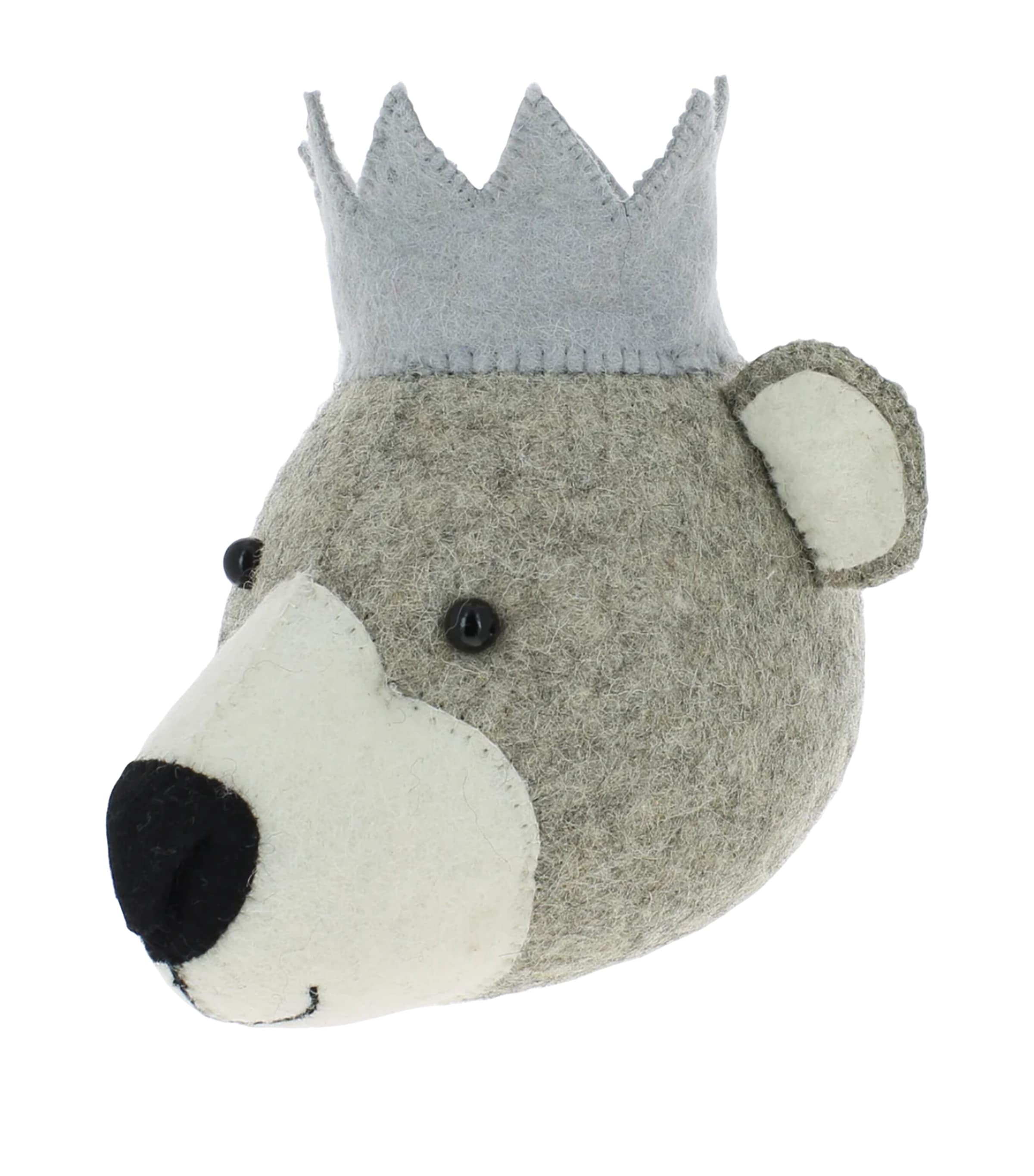 Mini Organic Wool Bear Head Decoration (23cm) GREY Image 4