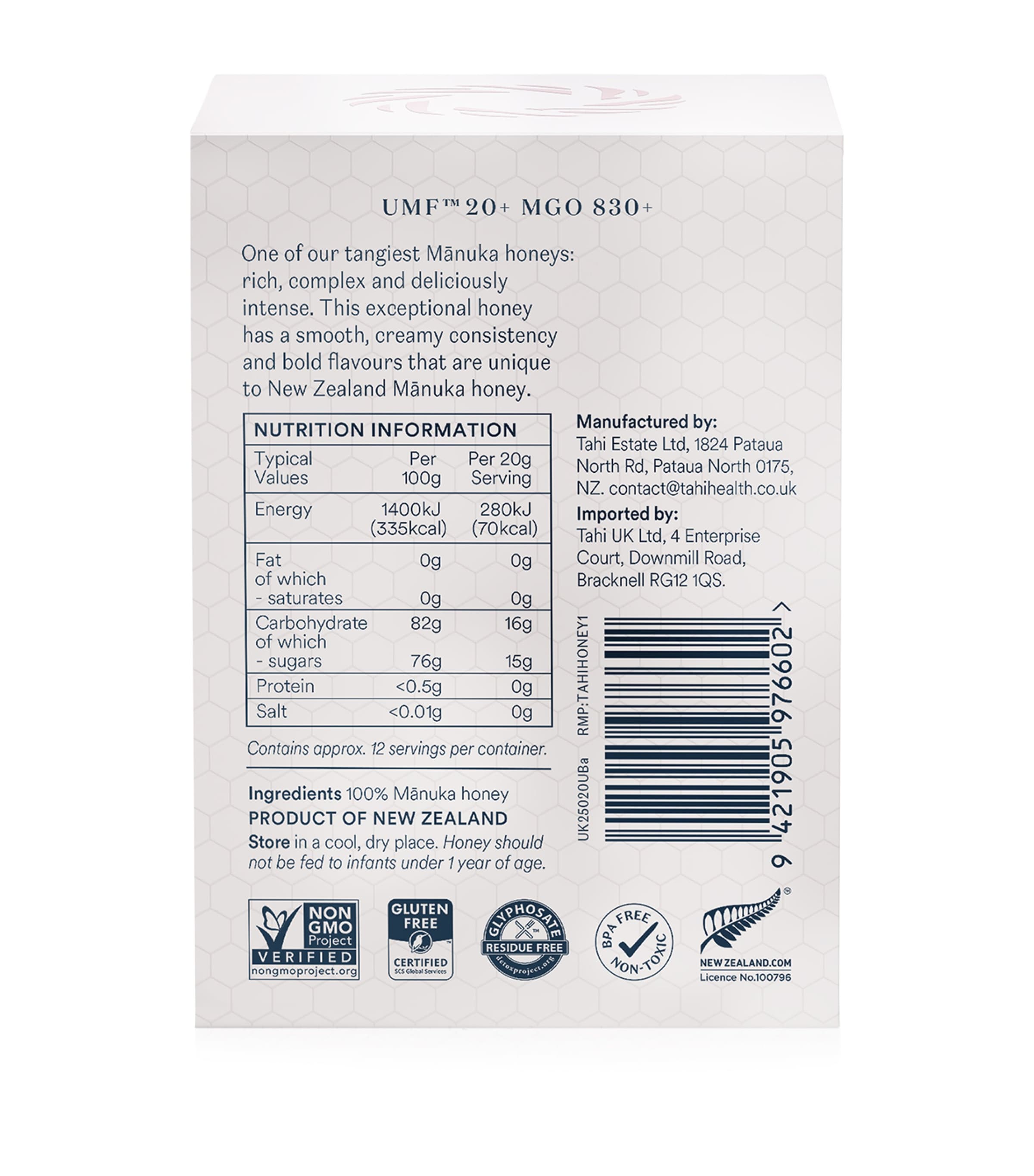 Manuka Honey UMF™ 20+ / MGO 830+ (250g) NO COLOUR Image 2