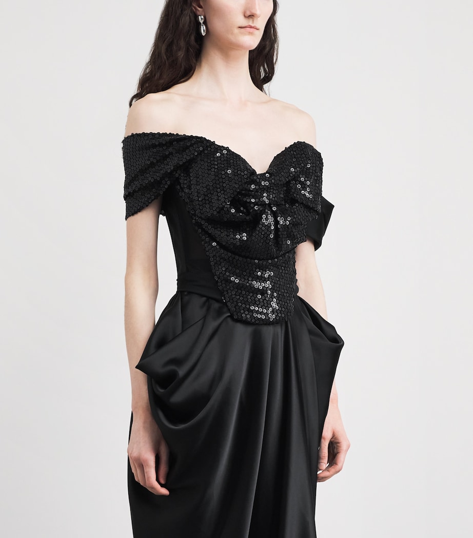 Vivienne Westwood Womens Sequin Bow Corset Top Black Image 4