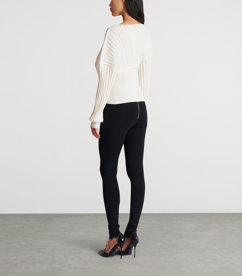 Rib-Knit One-Shoulder Sweater 0KA NATUREL Image 6