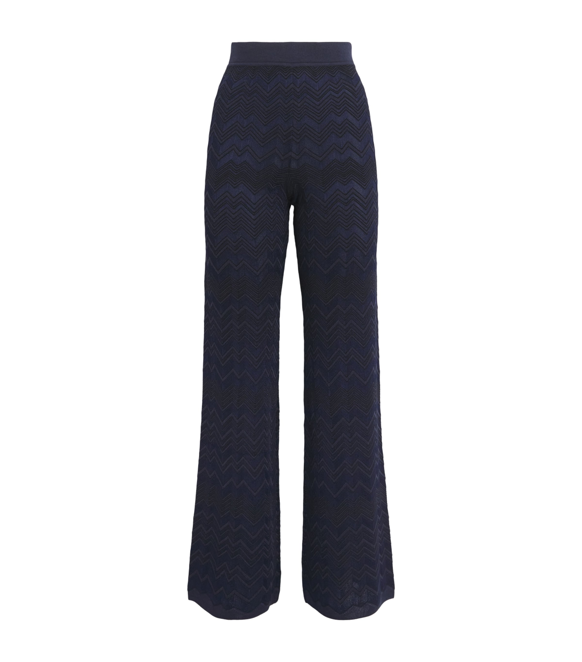 Missoni Womens Zigzag Jacquard Straight Trousers Navy Blue Image 1
