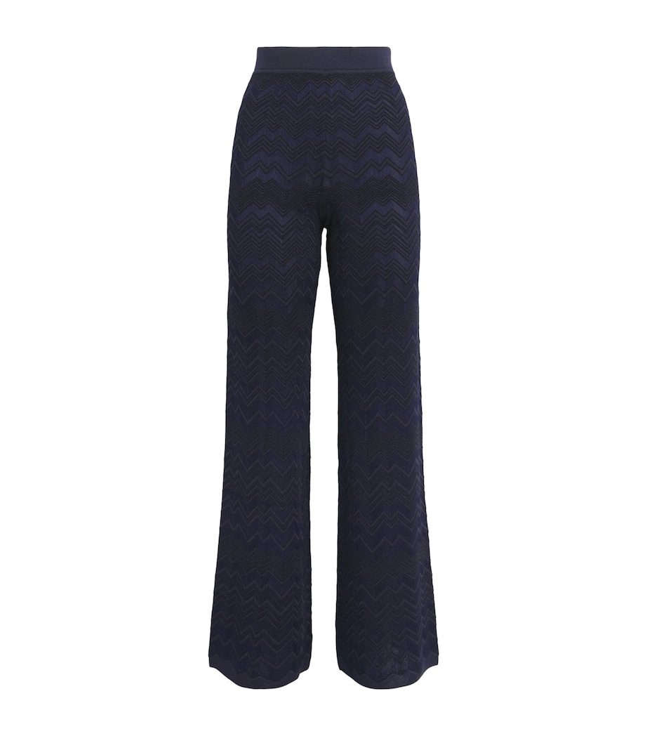 Missoni Womens Zigzag Jacquard Straight Trousers Navy Blue Image 1