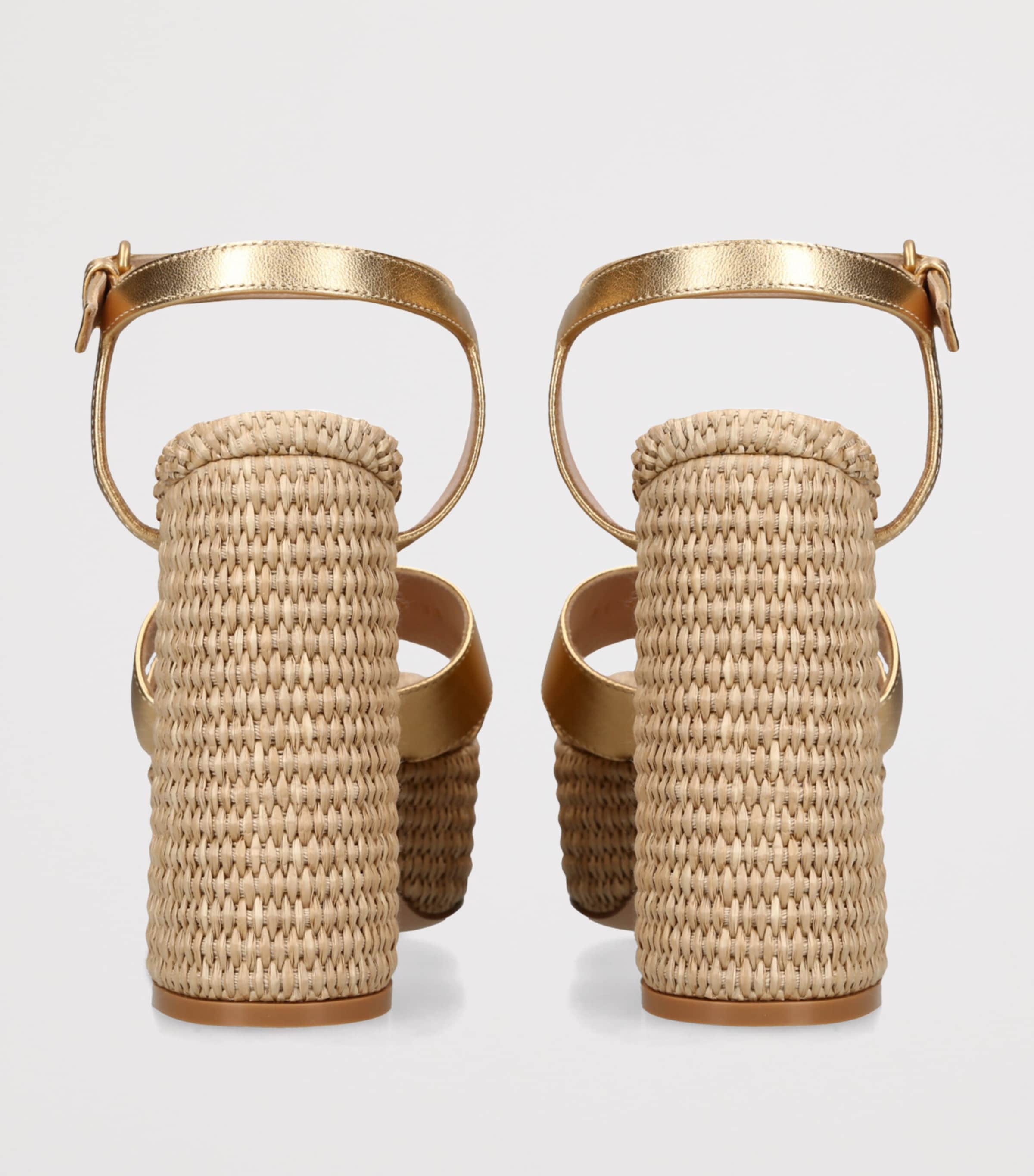 Nappa-Raffia Bebe Platform Sandals 70 GOLD Image 2