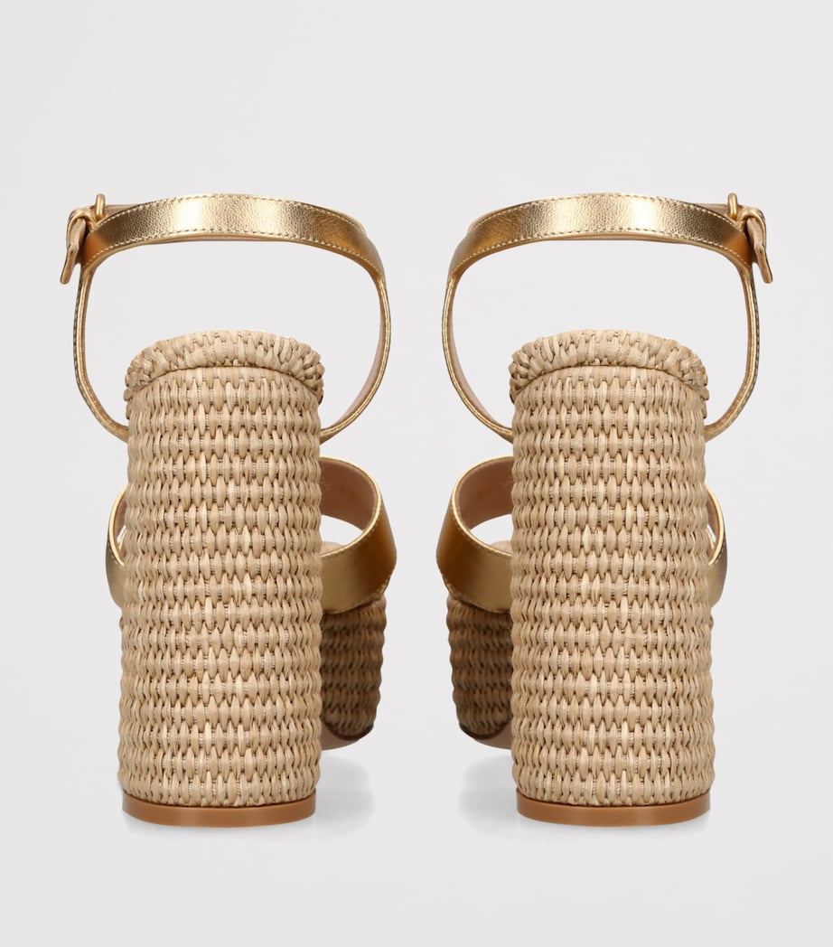 Nappa-Raffia Bebe Platform Sandals 70 GOLD Image 2