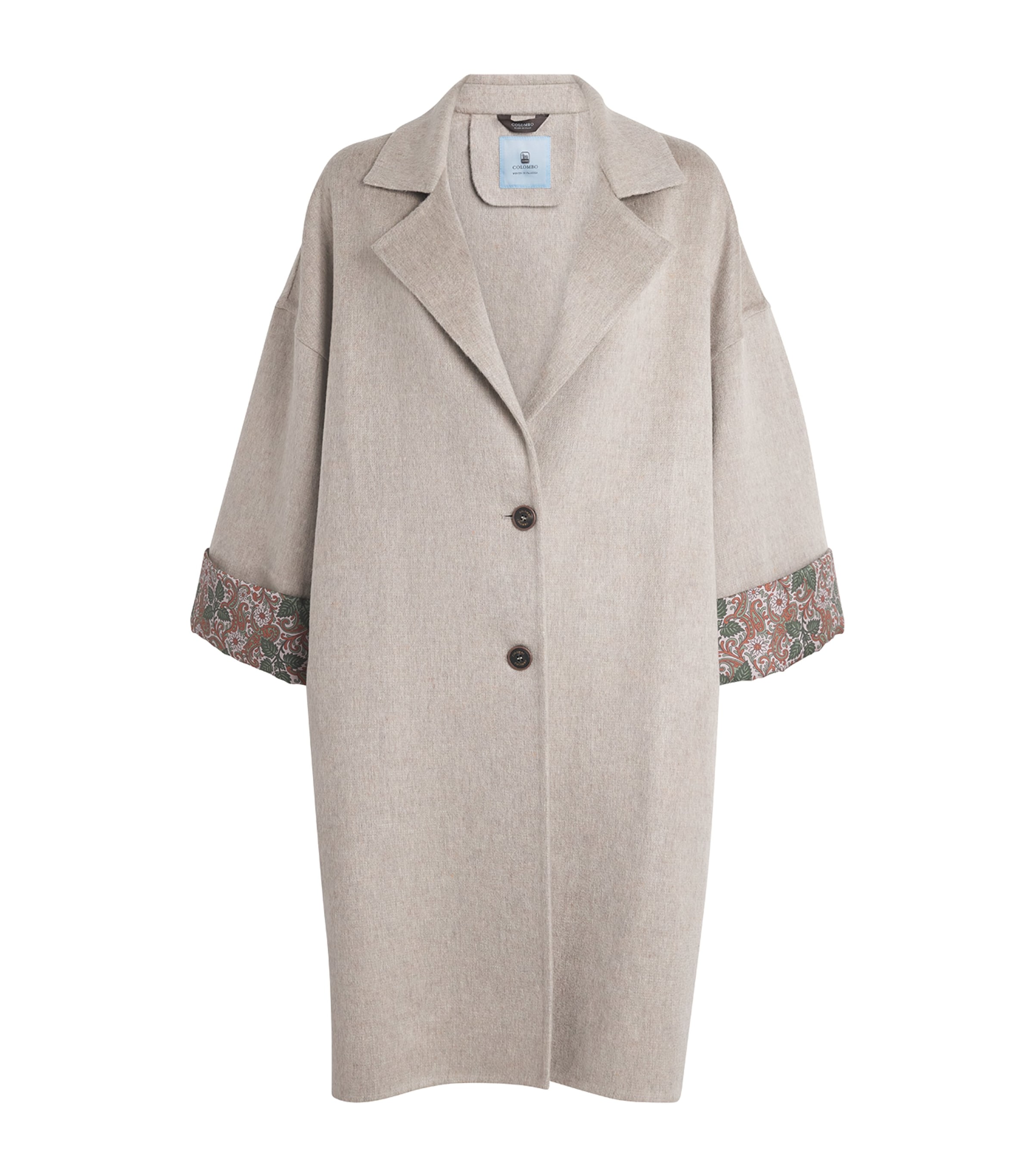 Colombo Womens Cashmere-Blend Trench Coat Beige/grey Image 1