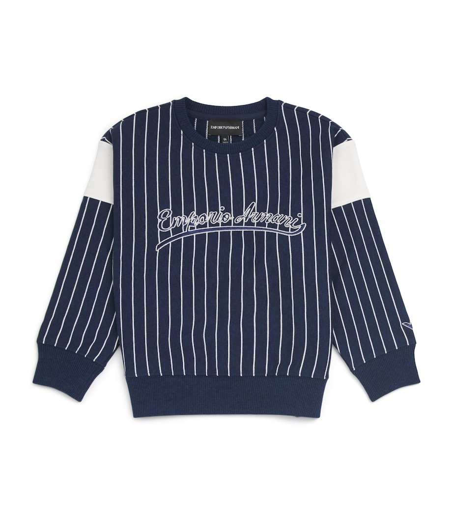 Cotton Pinstripe Logo Sweatshirt (4-16 Years) FANT.STRIPE BLUE Image 1