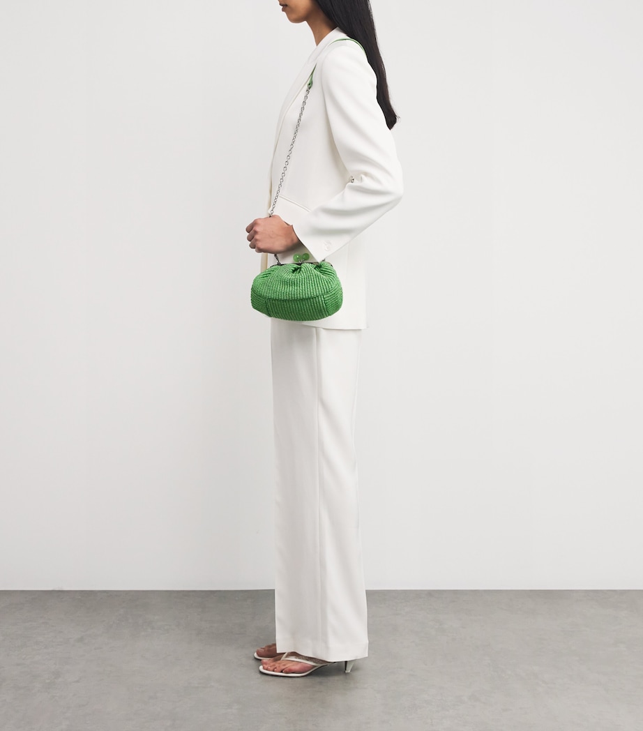 Small Raffia-Effect Pasticcino Bag EMERALD Image 2