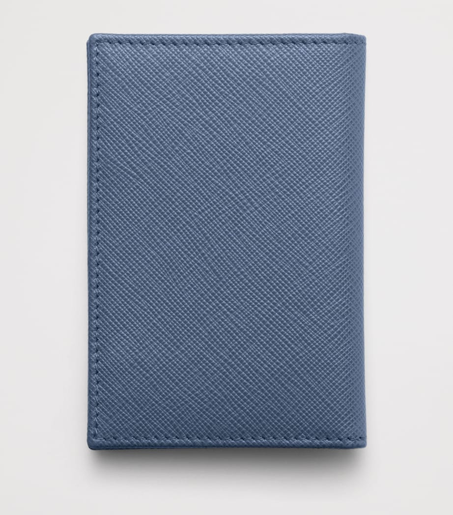 Prada Saffiano Leather Bifold Card Holder Blue Image 3