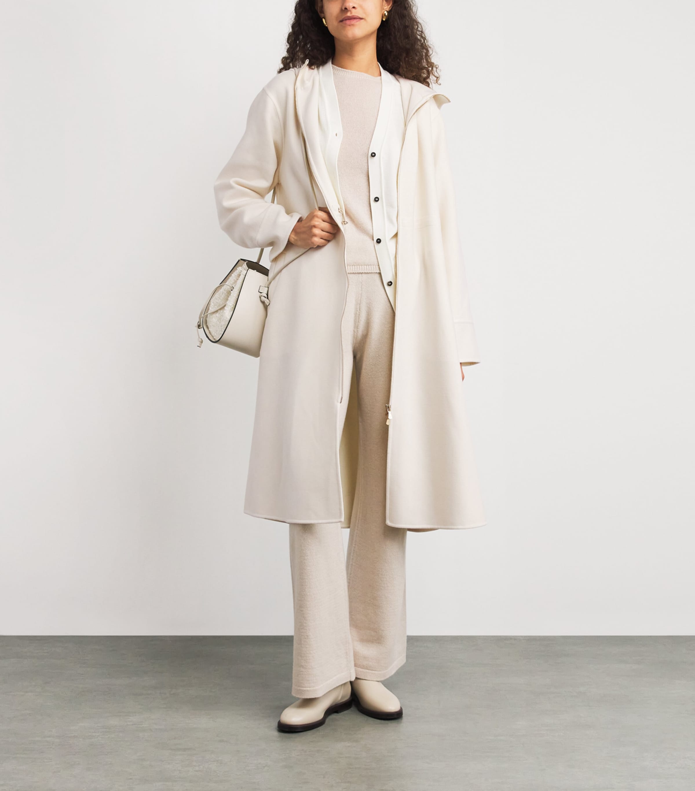 Eleventy Wool Hooded Coat In Neutral