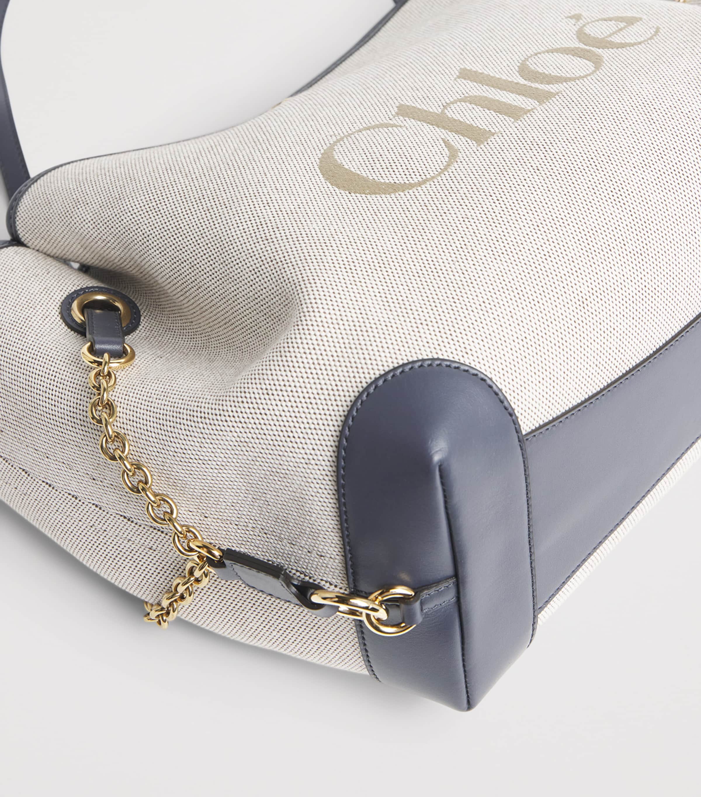 Chloé Canvas Clover Carry Tote Bag Navy Image 4