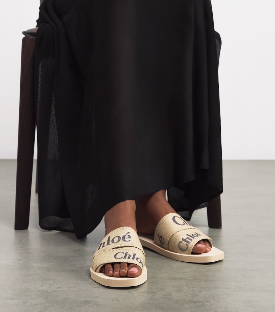 Chloé Logo Woody Slides Beige Comb Image 2