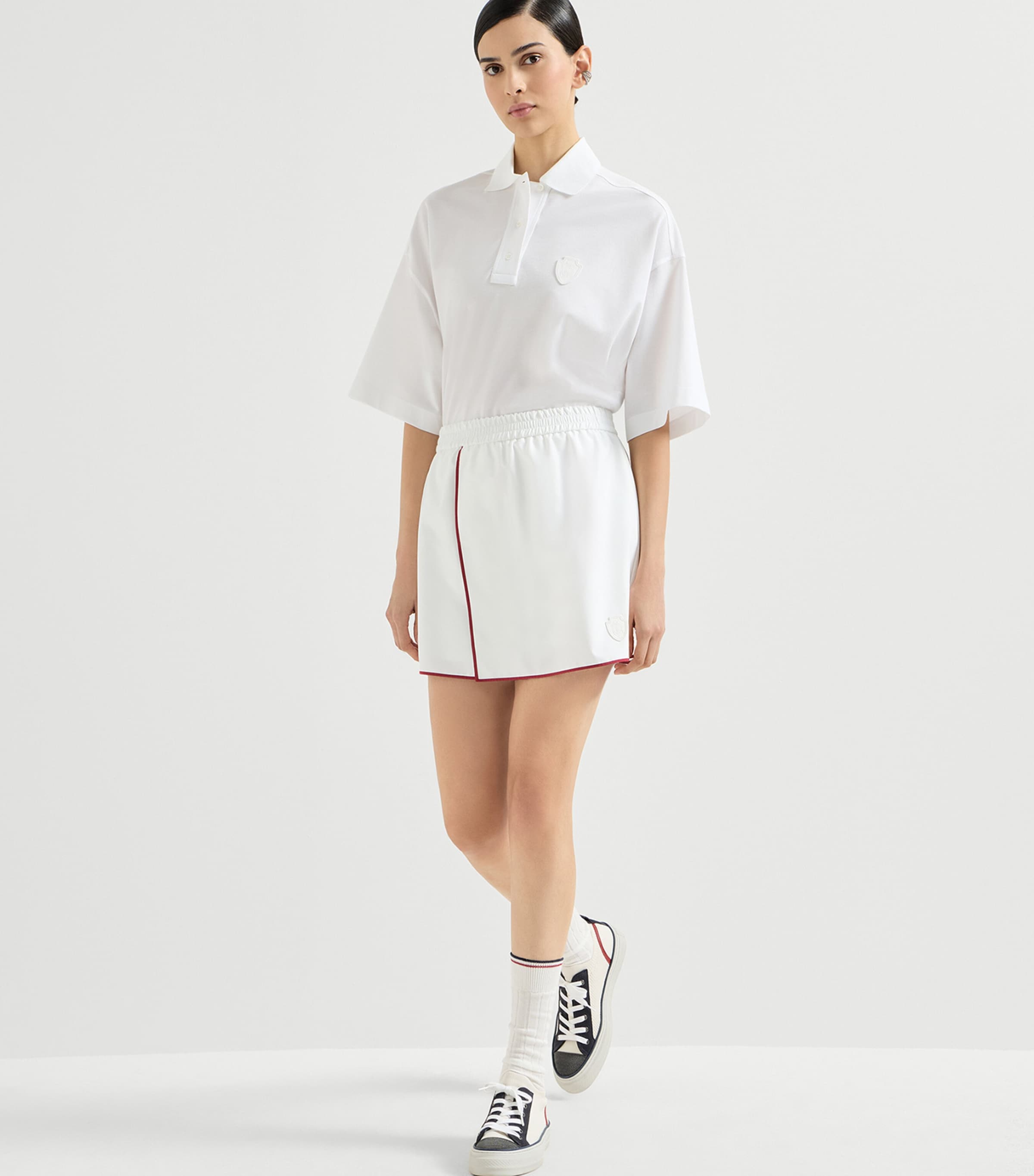 Brunello Cucinelli Womens Technical Logo Mini Skirt Image 3