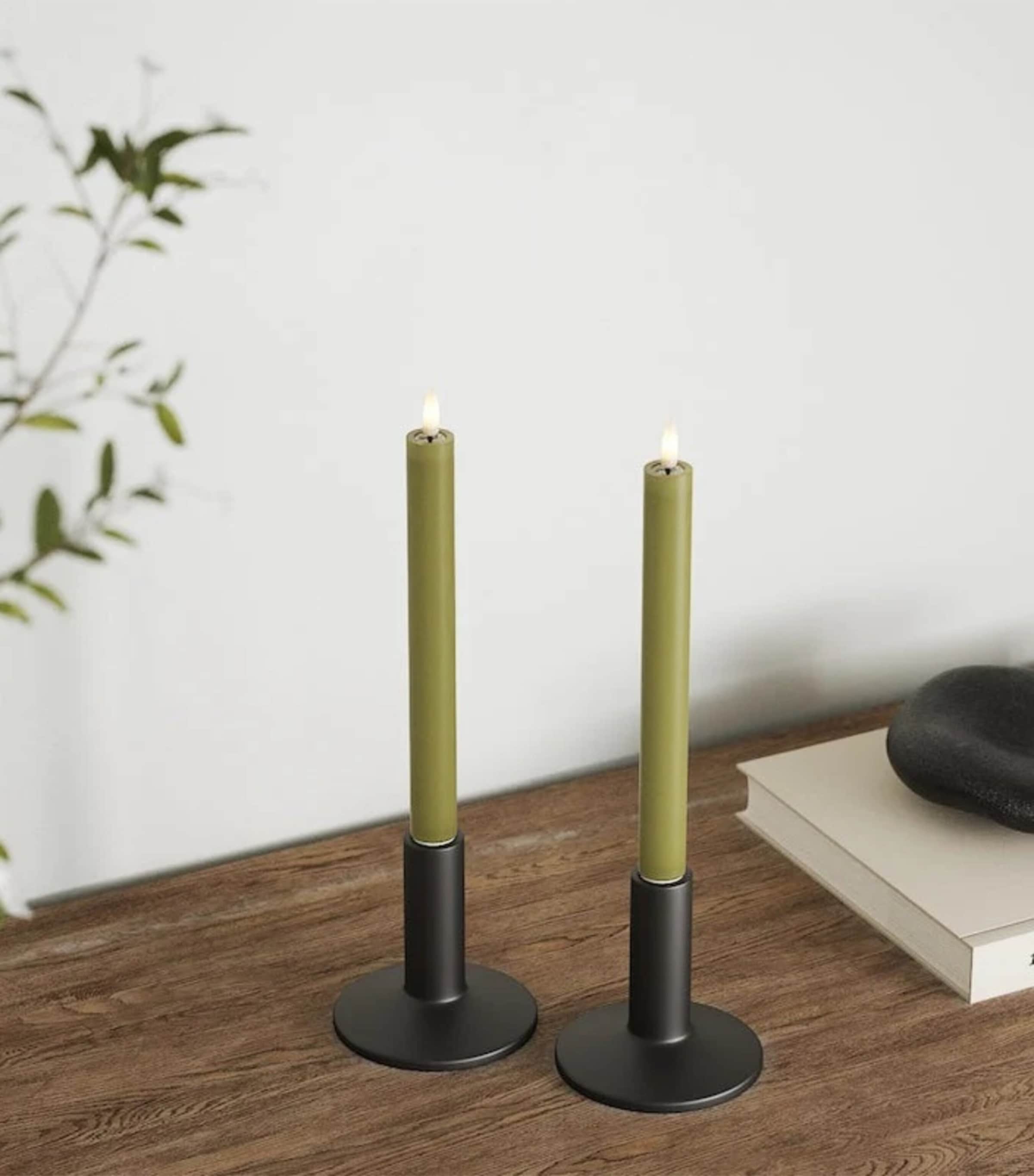 Deluxe Homeart LED Dinner Candles (Set of 2) Olive Image 3