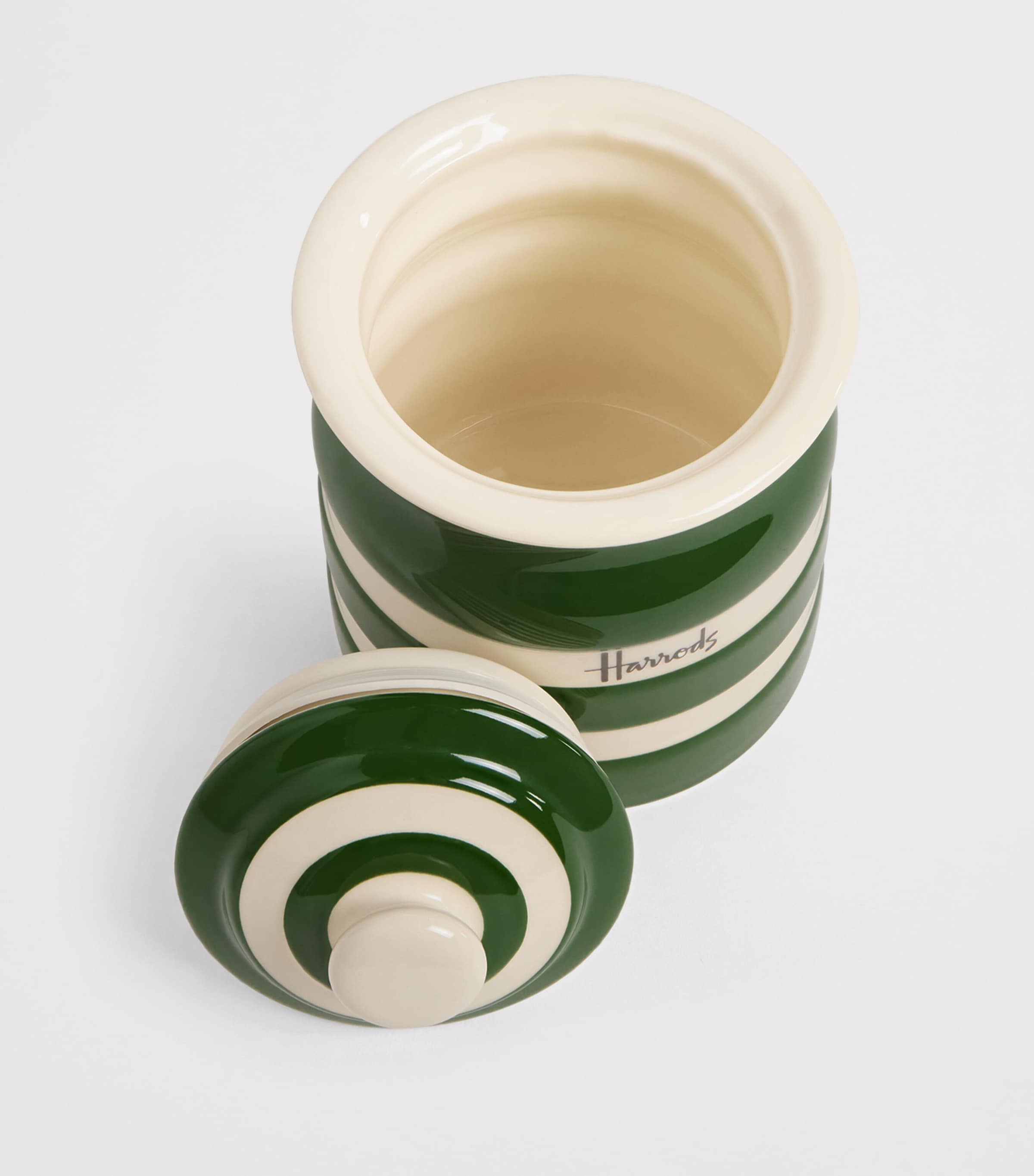 Harrods Cornish Stripe Storage Jar Green Image 2