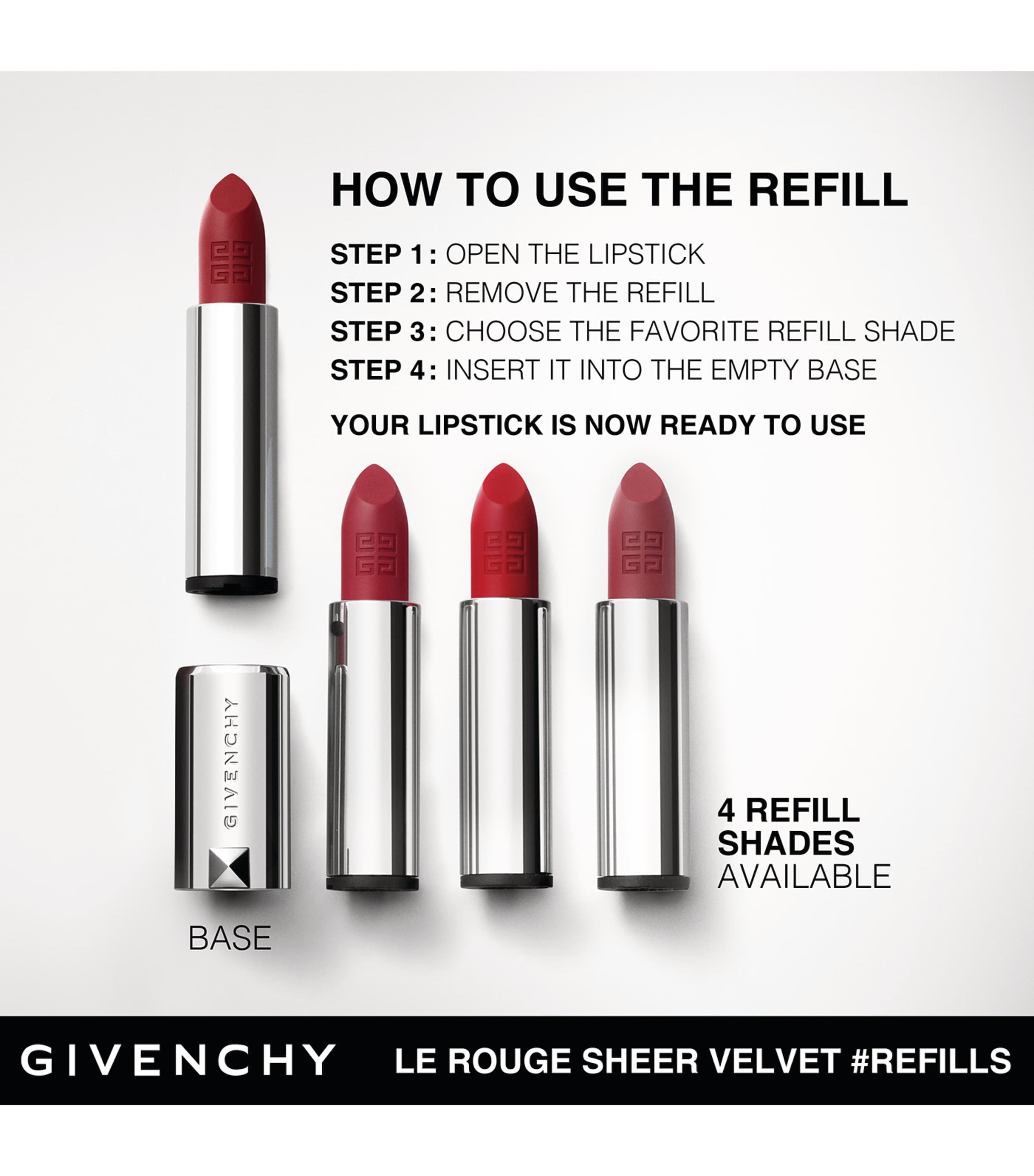 Givenchy Le Rouge Sheer Velvet Refillable Matte Lipstick Rouge Grenat Image 6
