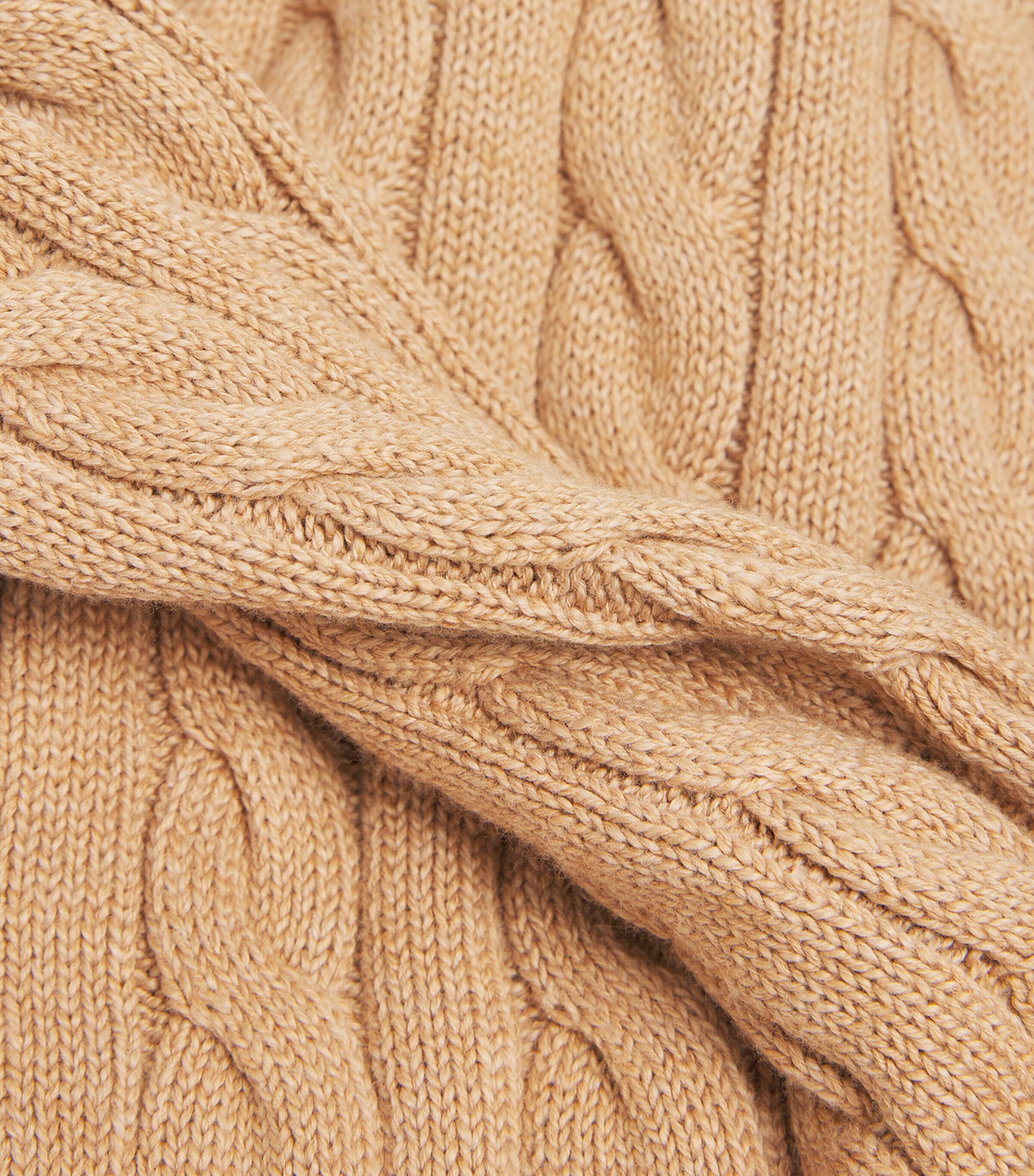 Cotton Cable-Knit Logo Sweater BROWN Image 5