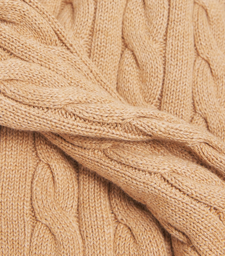 Cotton Cable-Knit Logo Sweater BROWN Image 5