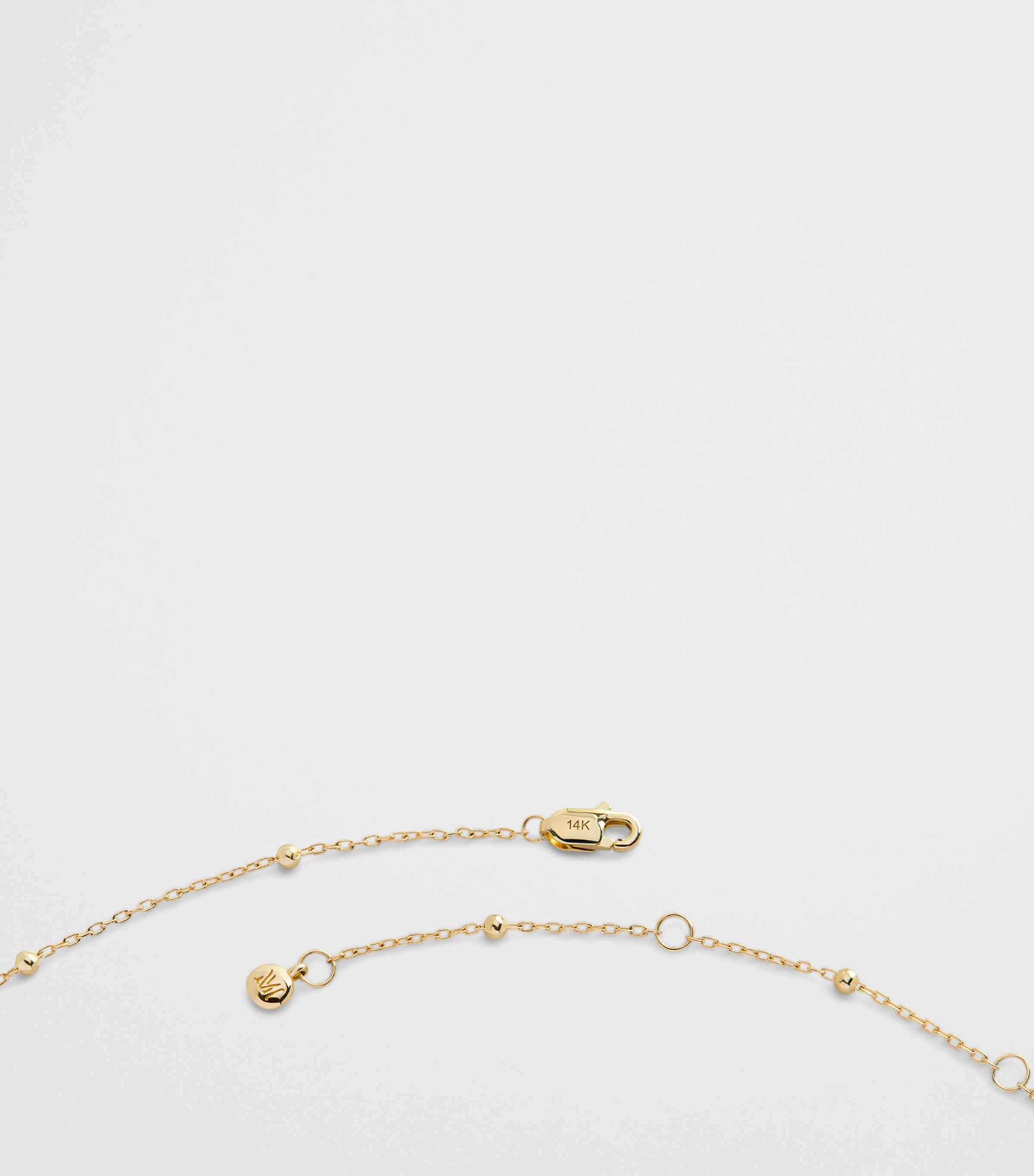 Yellow Gold Beaded Chain Necklace 14K SOLID GOLD Image 3