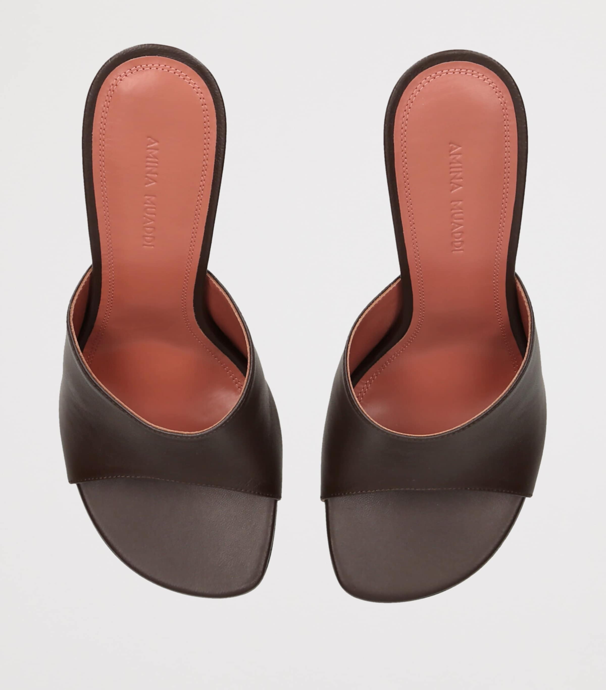 Amina Muaddi Leather Taylor Heeled Mules 90 Dark Brown Image 4