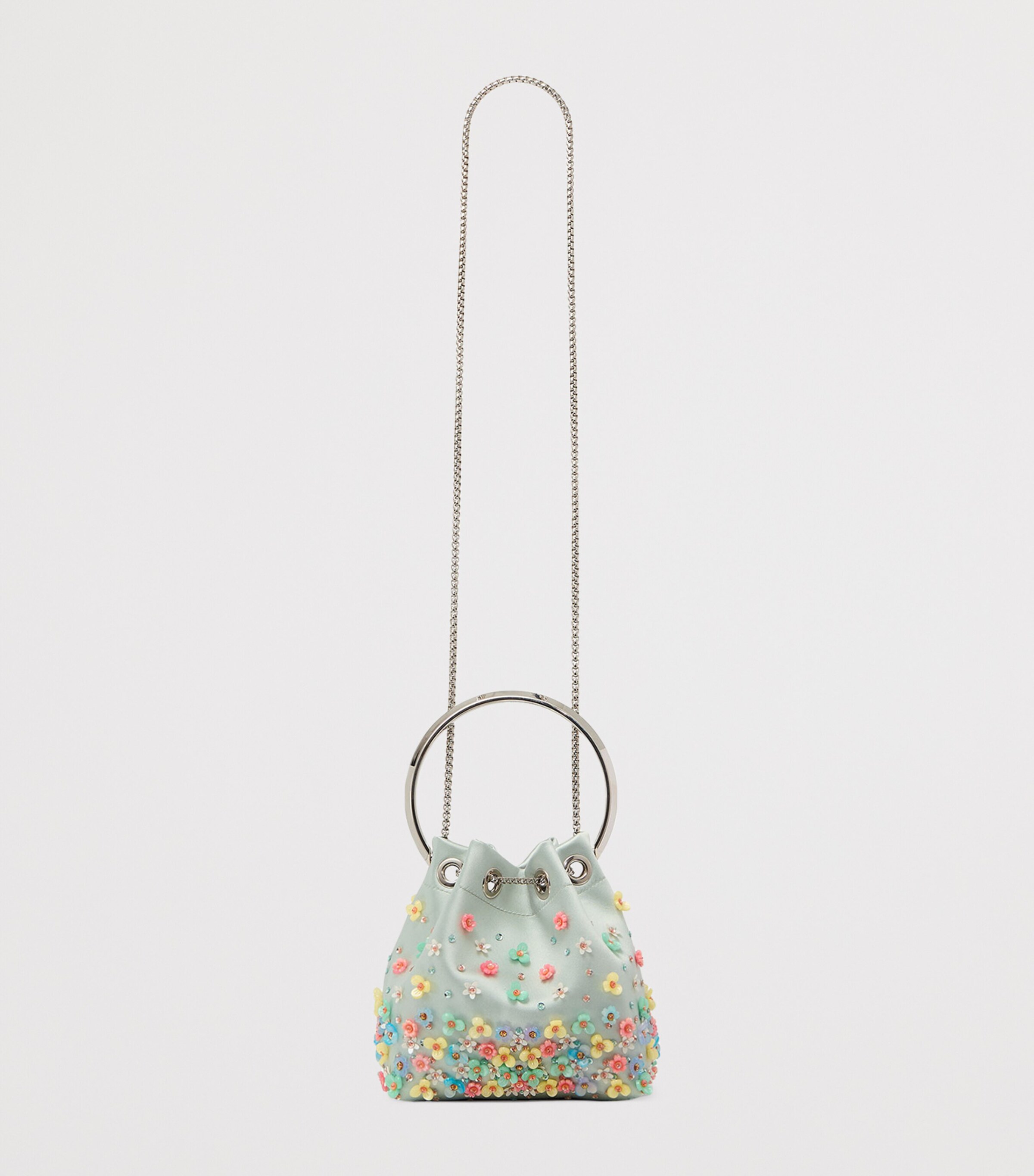 Jimmy Choo Turquoise Floral Bon Bon Top-Handle Bag | Harrods UK