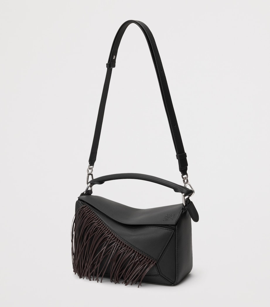 LOEWE Small Leather Puzzle Fringed Top-Handle Bag Black/dark Chestnut Image 5
