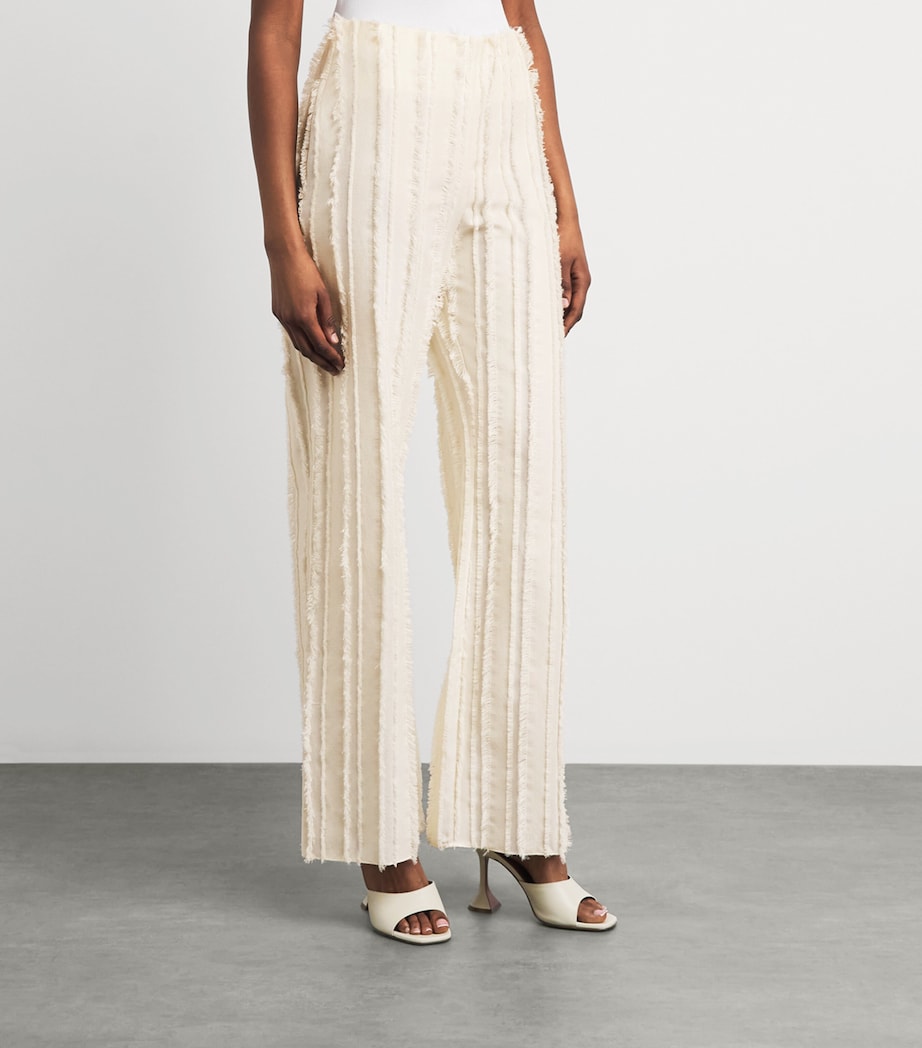 Cult Gaia Womens Cotton-Blend Fringed Ary Trousers Off White Image 4