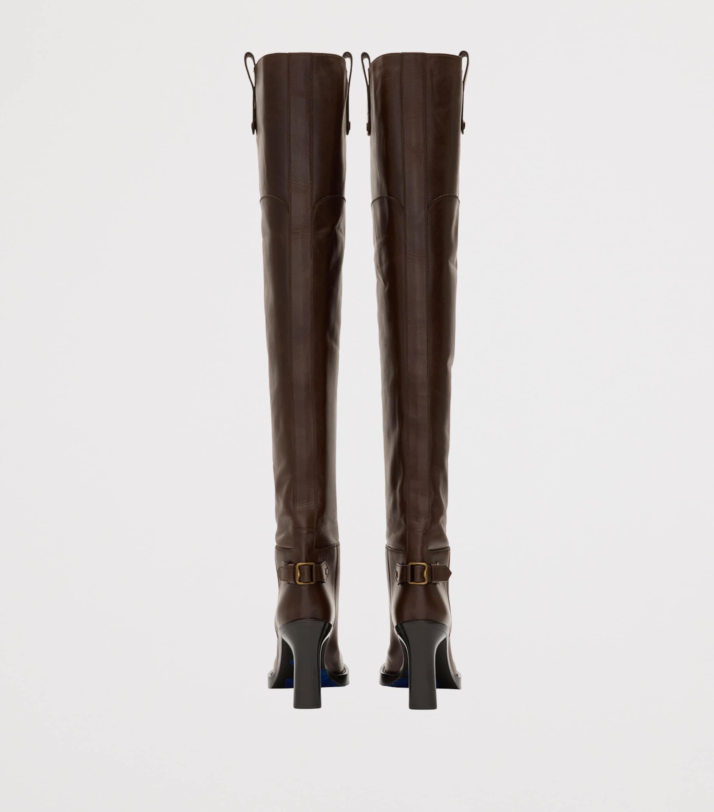 Calf Leather Cavalier Over-The-Knee Heeled Boots 100 TREACLE BROWN Image 3