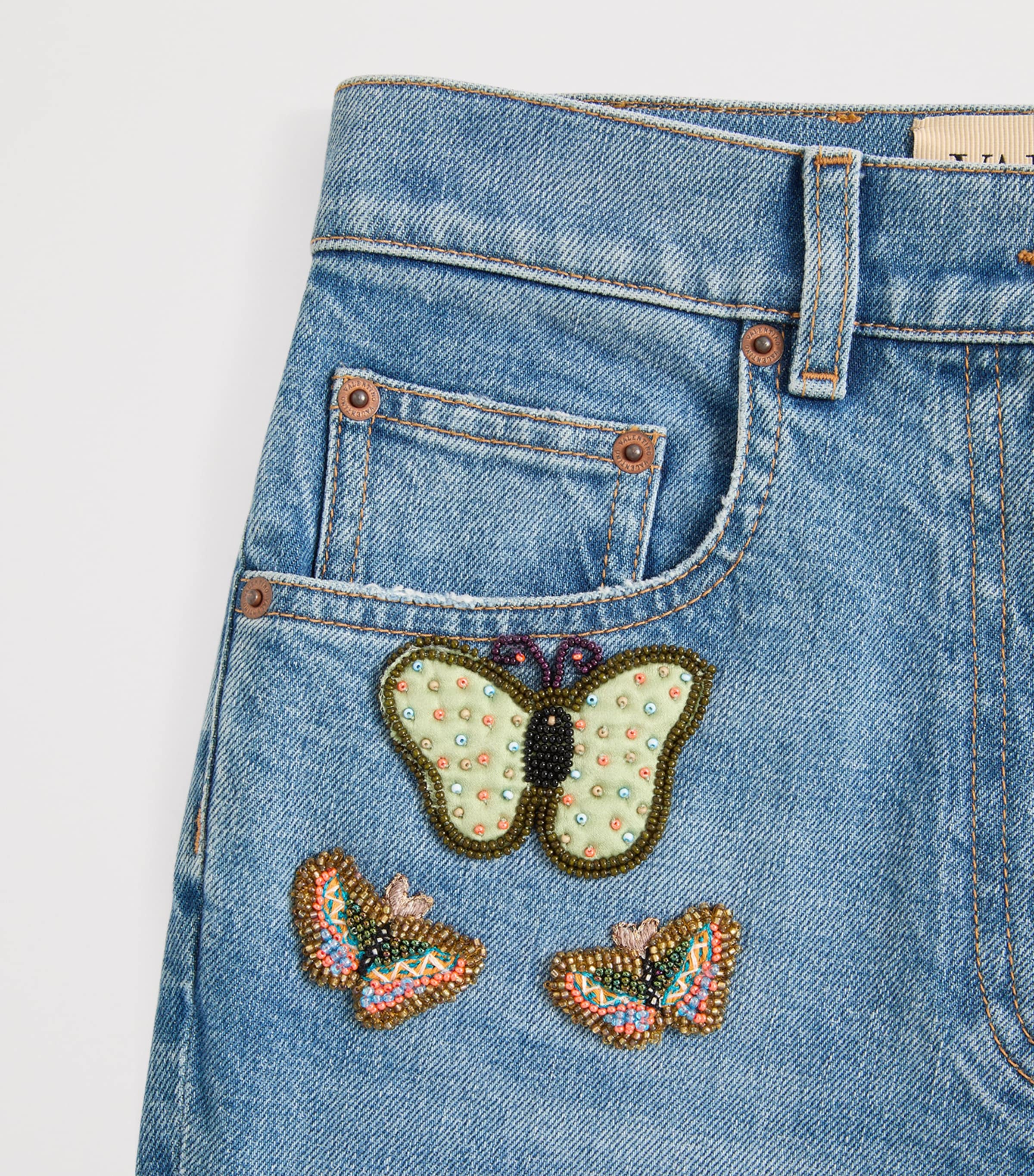 Valentino Womens Butterfly Embroidered Jeans Image 3