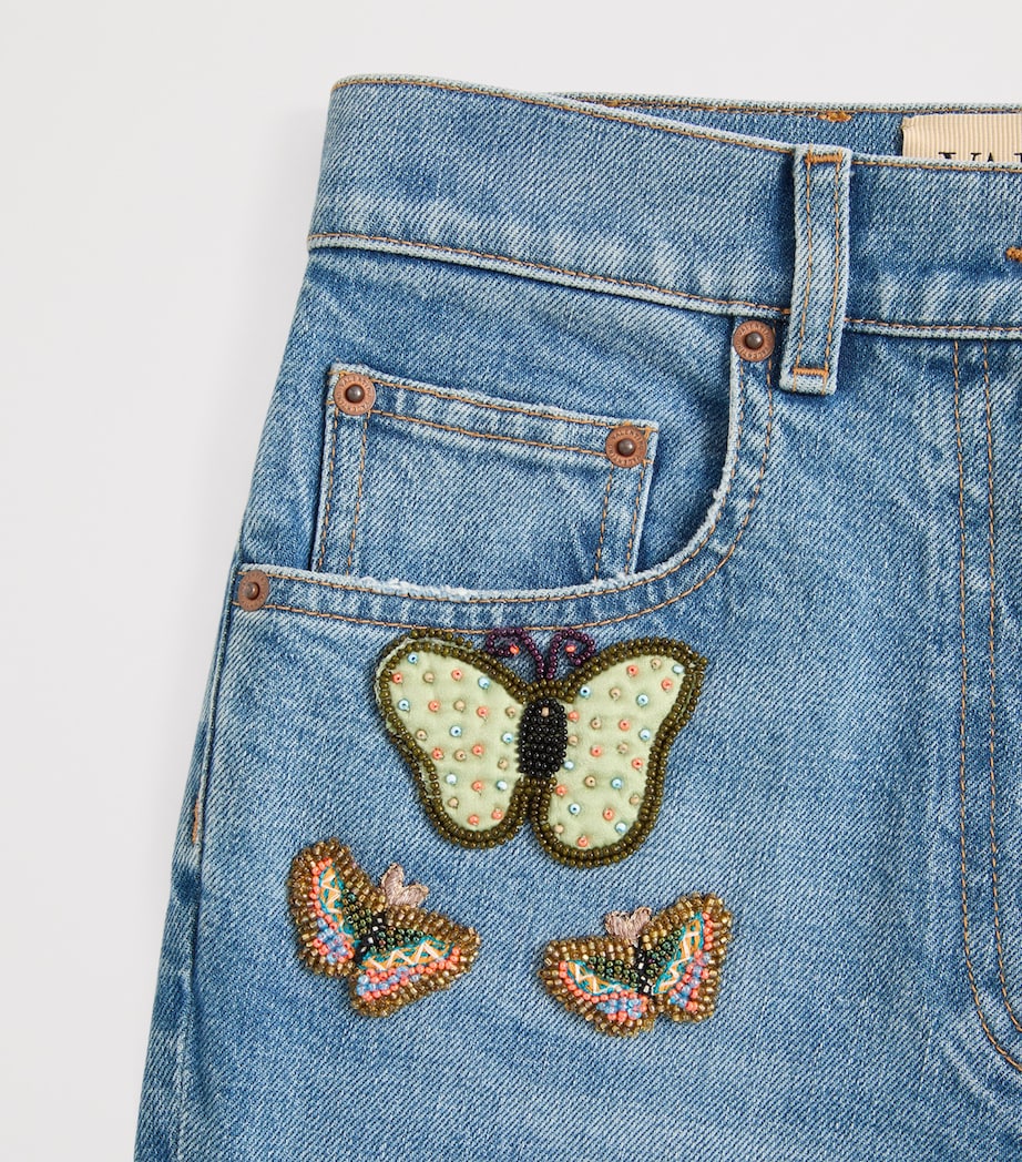 Valentino Womens Butterfly Embroidered Jeans Image 3