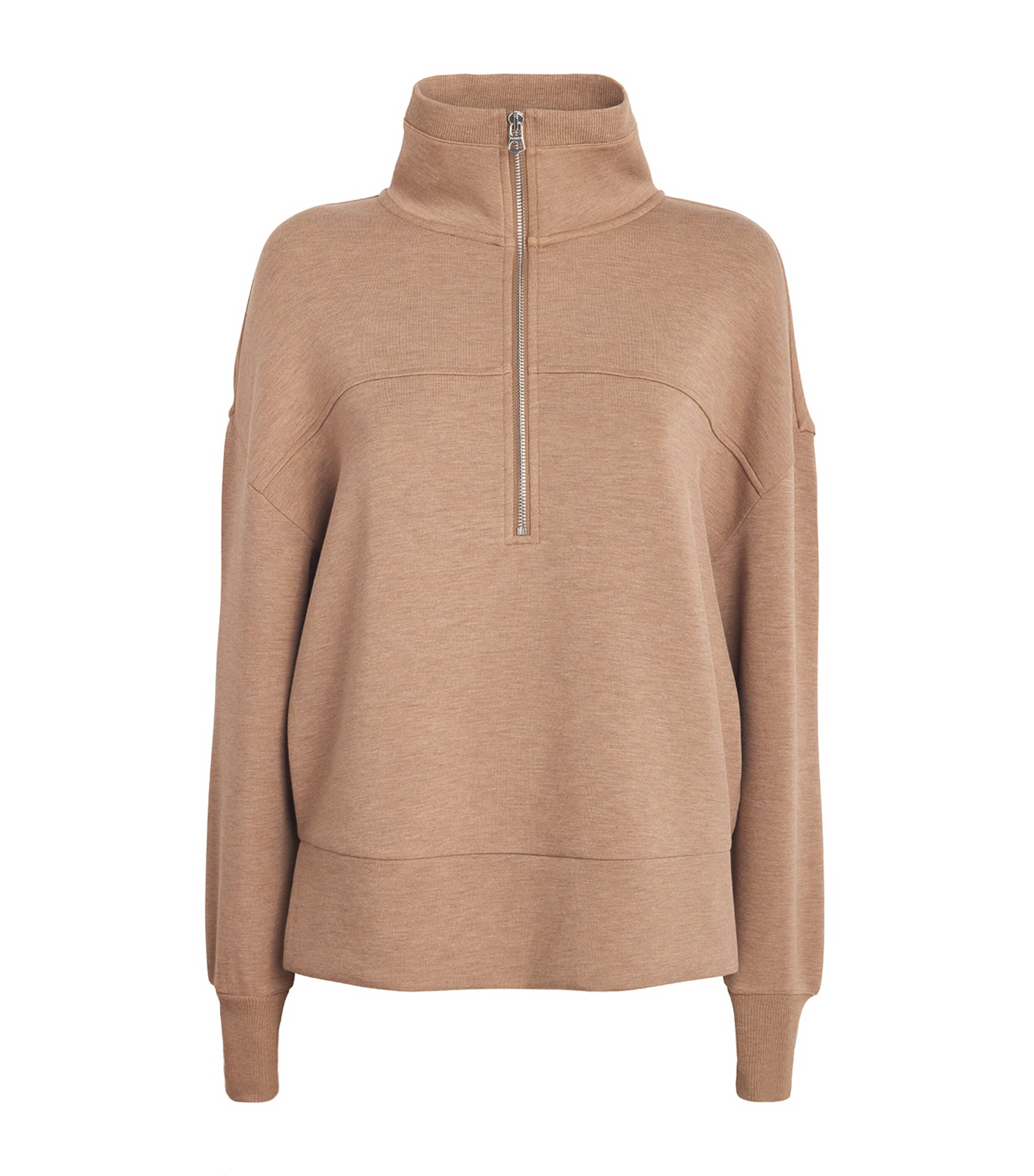Varley Womens DoubleSoft Kayleigh Half-Zip Sweatshirt Golden Bronze Marl Image 1
