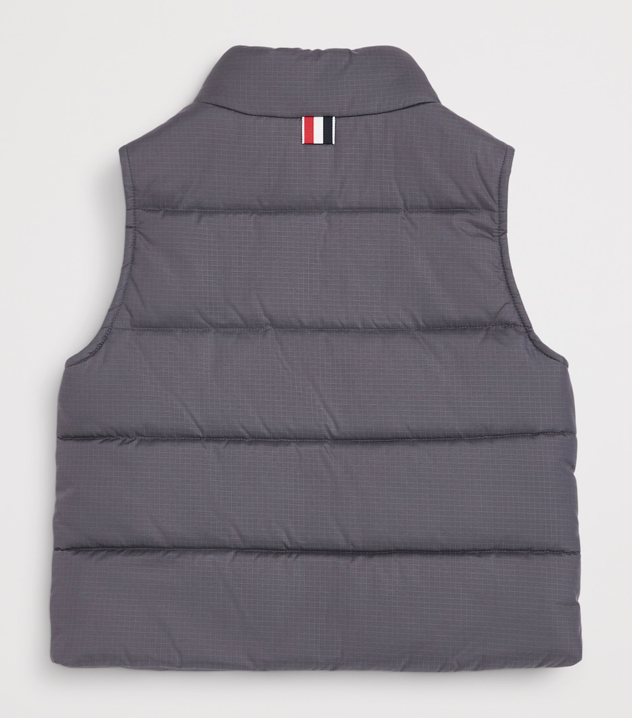 Thom Browne Kids Down 4-Bar Puffer Gilet (2-12 Years) Dark Grey Image 2