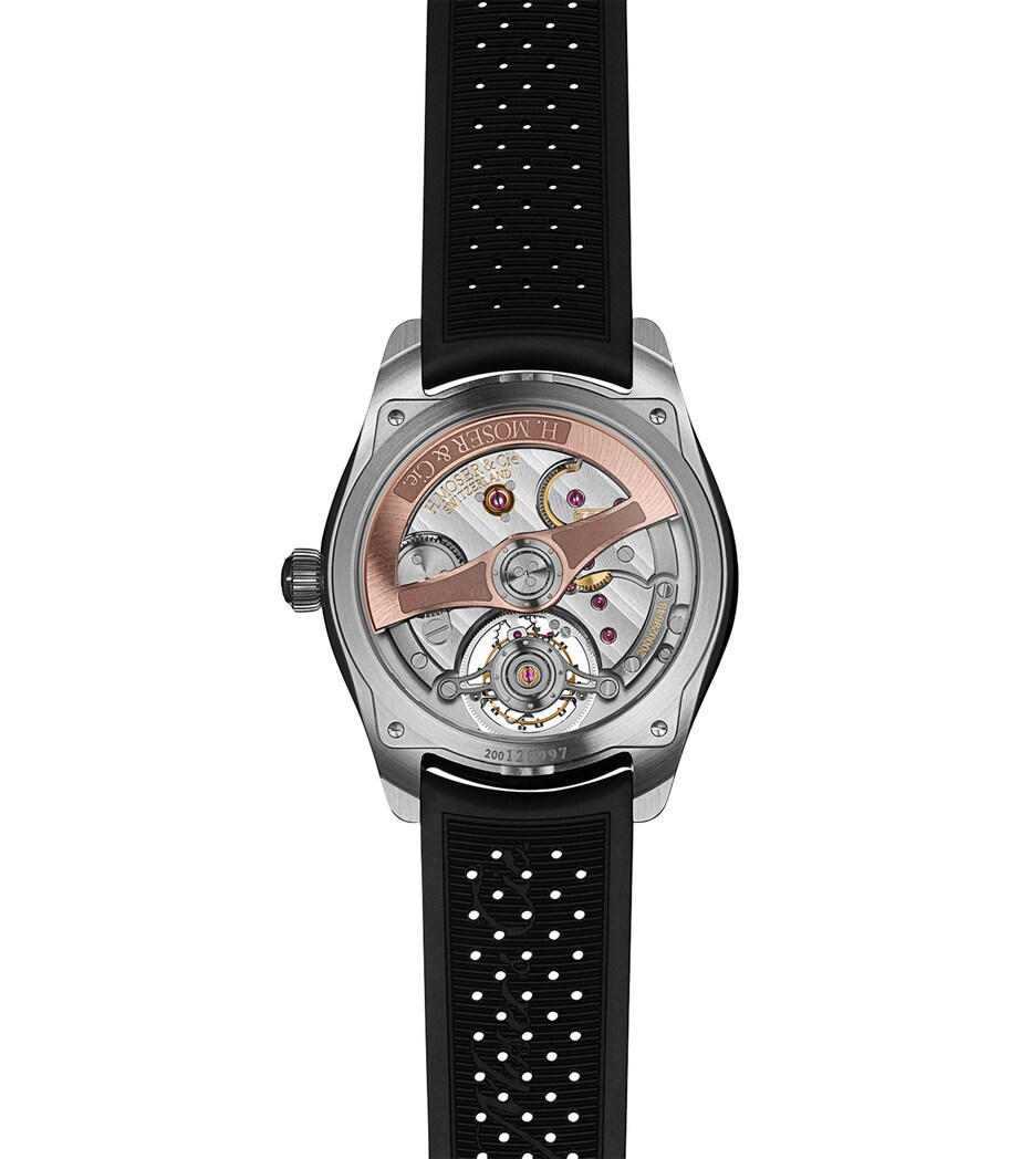 H. Moser & Cie Stainless Steel Pioneer Tourbillon Watch 40mm Blue Image 6