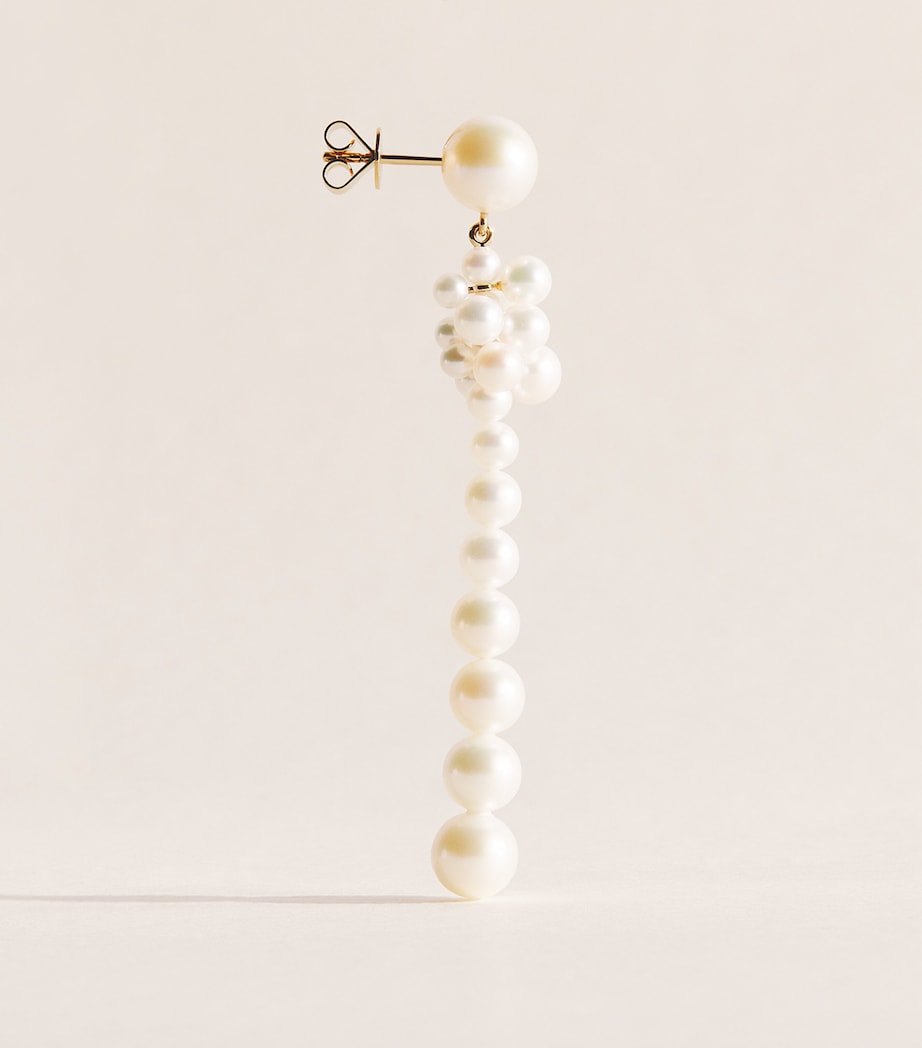 Sophie Bille Brahe Yellow Gold and Pearl Colonna Botticelli Drop Earrings Yellow Gold Image 3