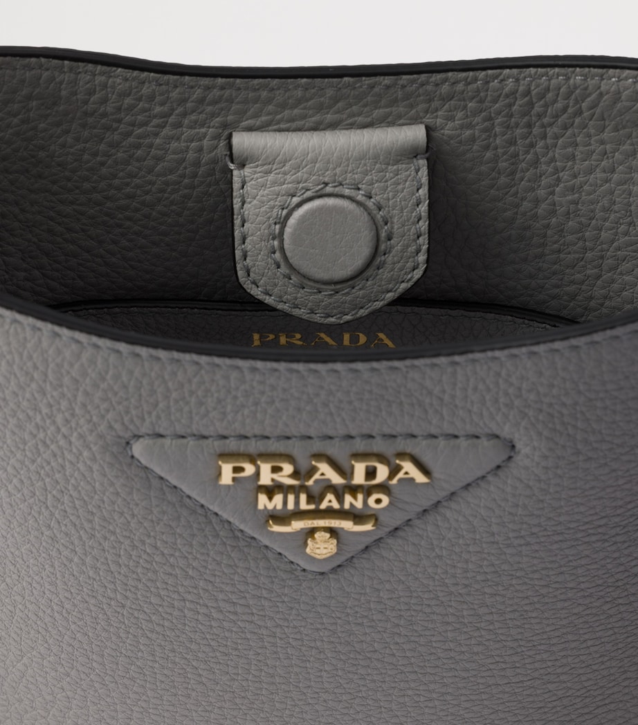 Prada Mini Leather Shoulder Bag Grey Image 5