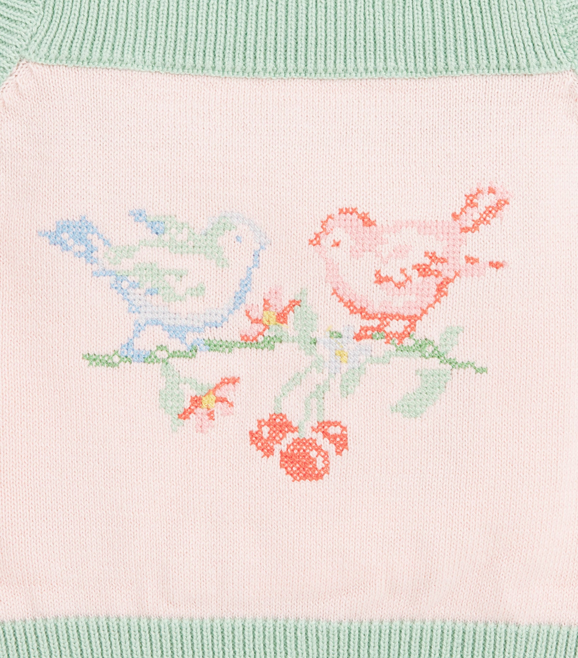 Cotton Intarsia Bird Top (6-36 Months) PINK Image 3