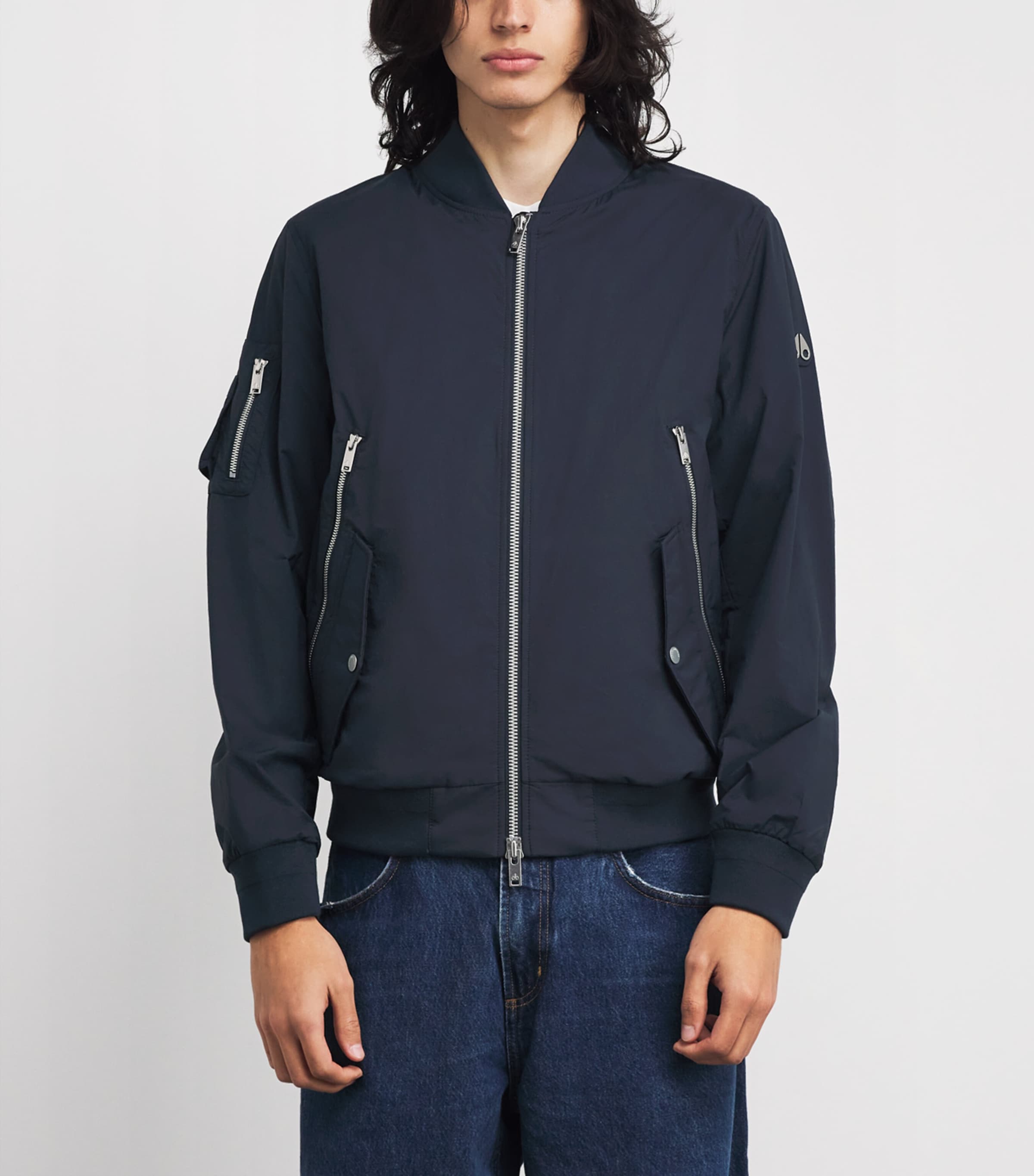 Courville Crinkle Bomber Jacket 833 NAVY Image 3
