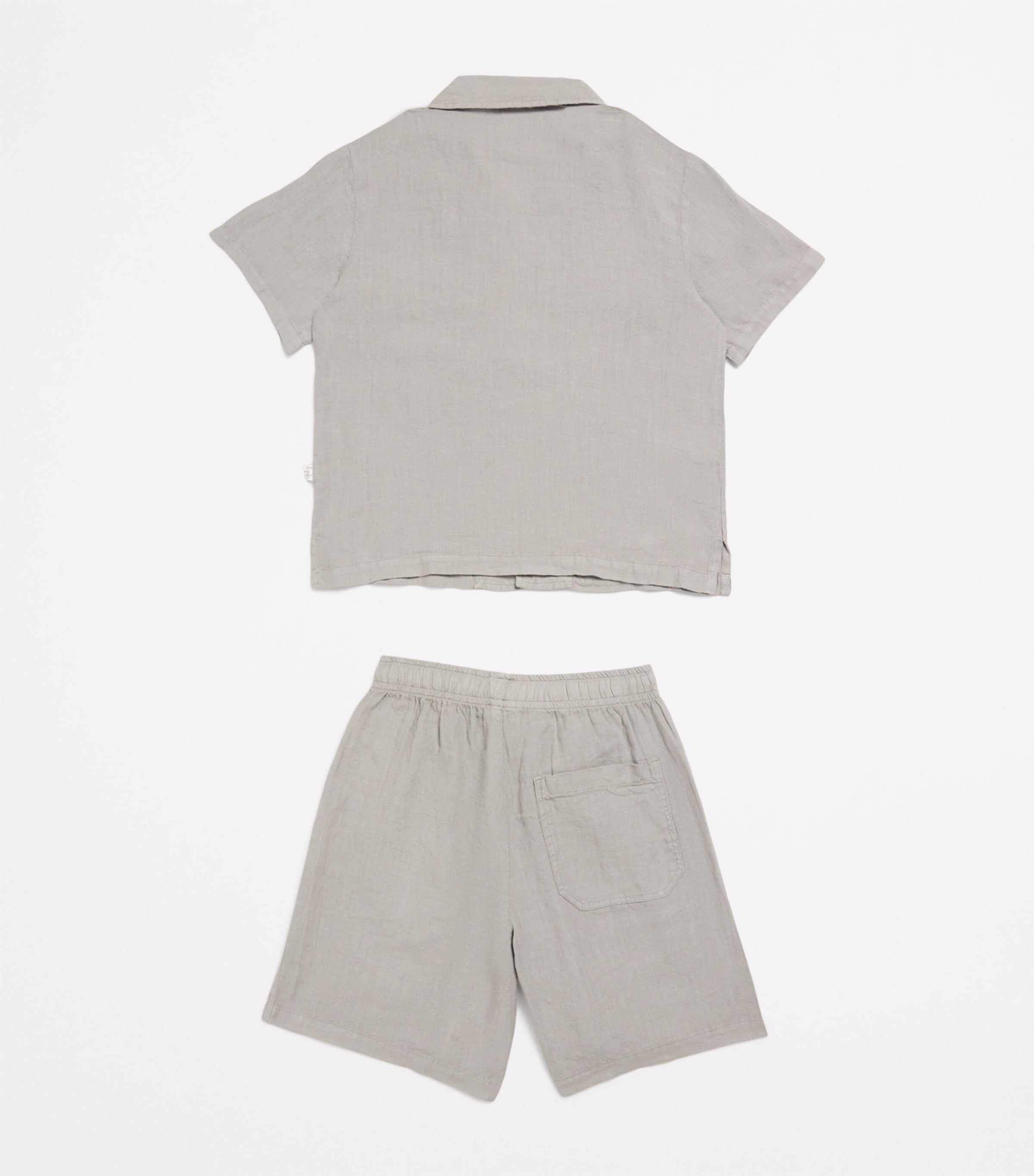 Linen Shirt and Shorts Set (3-12 Years) 048 GREY Image 2