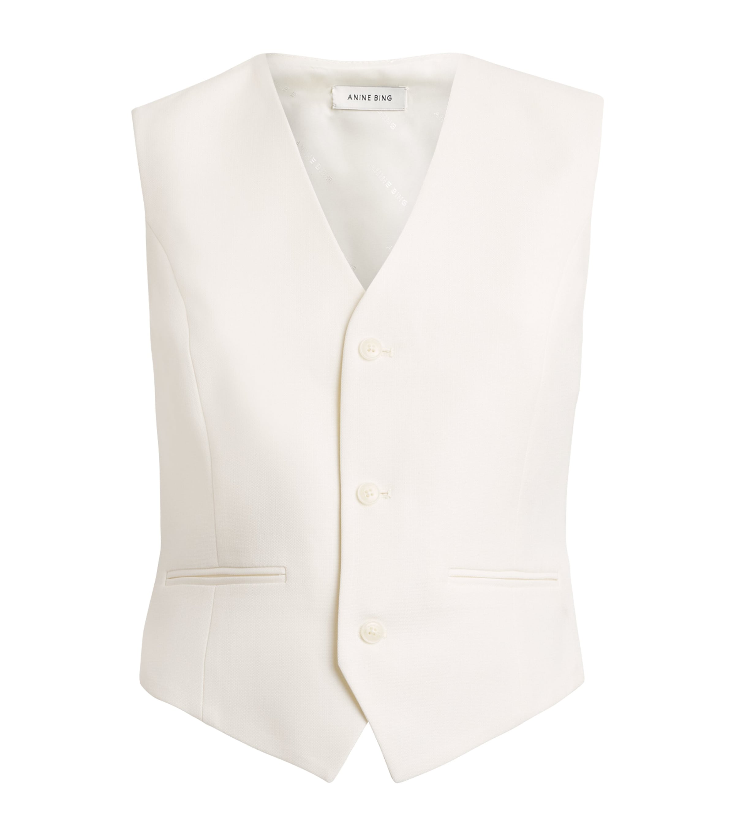 ANINE BING Womens Mario Waistcoat Ecru Image 1