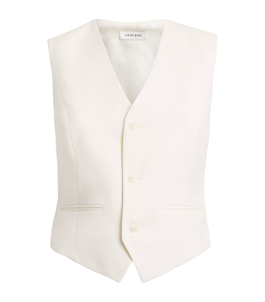 ANINE BING Womens Mario Waistcoat Ecru Image 1