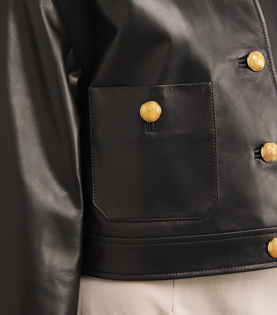 Cropped Nessy Leather Jacket BLACK Image 6