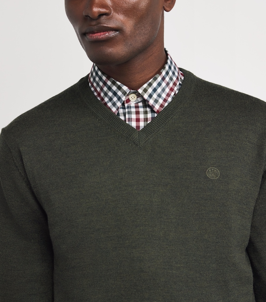 Merino V-Neck Sweater 07AA:GREEN MOSS Image 6