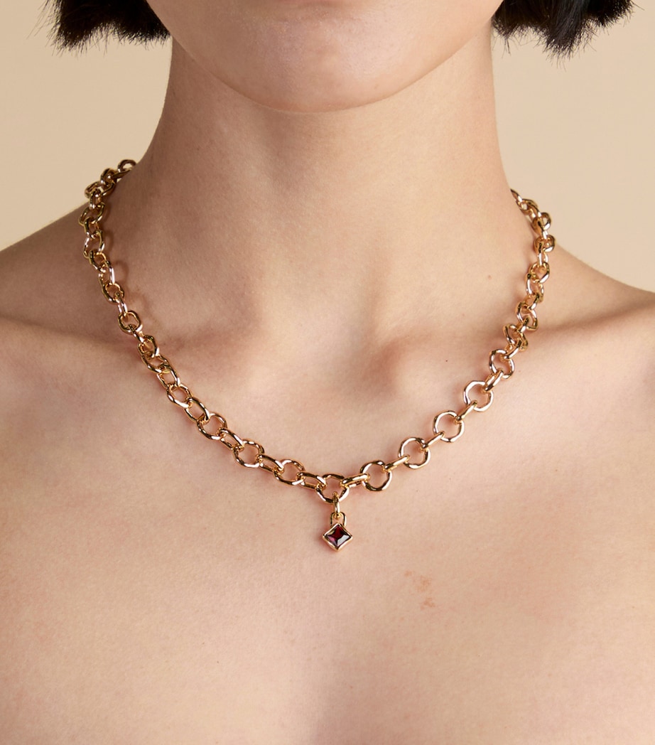 Astrid & Miyu Gold-Plated January Birthstone Charm Gold Image 2