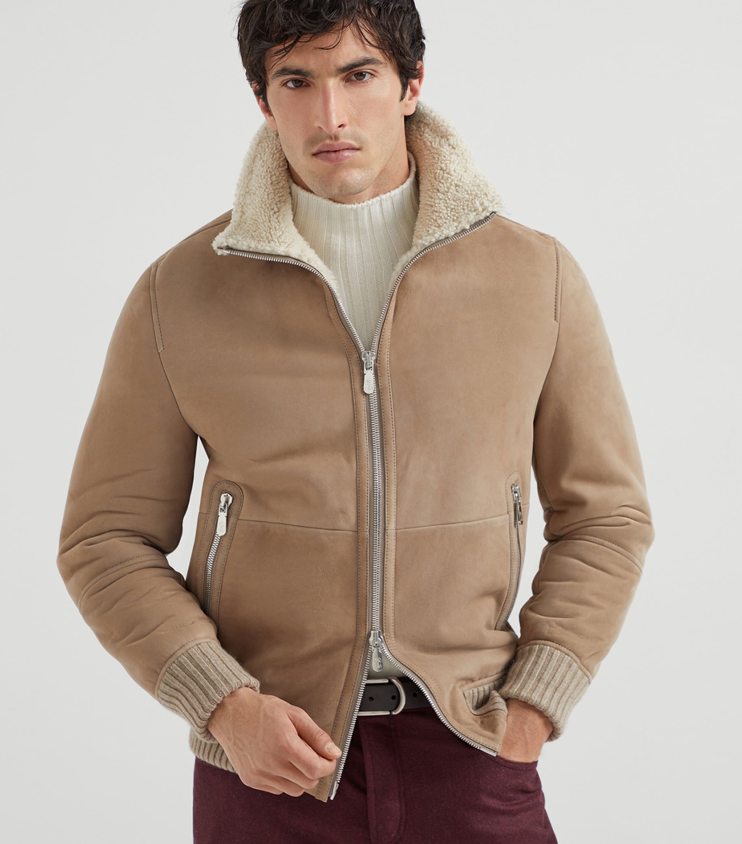 Cashmere-Trim Shearling Jacket C4248 Image 2