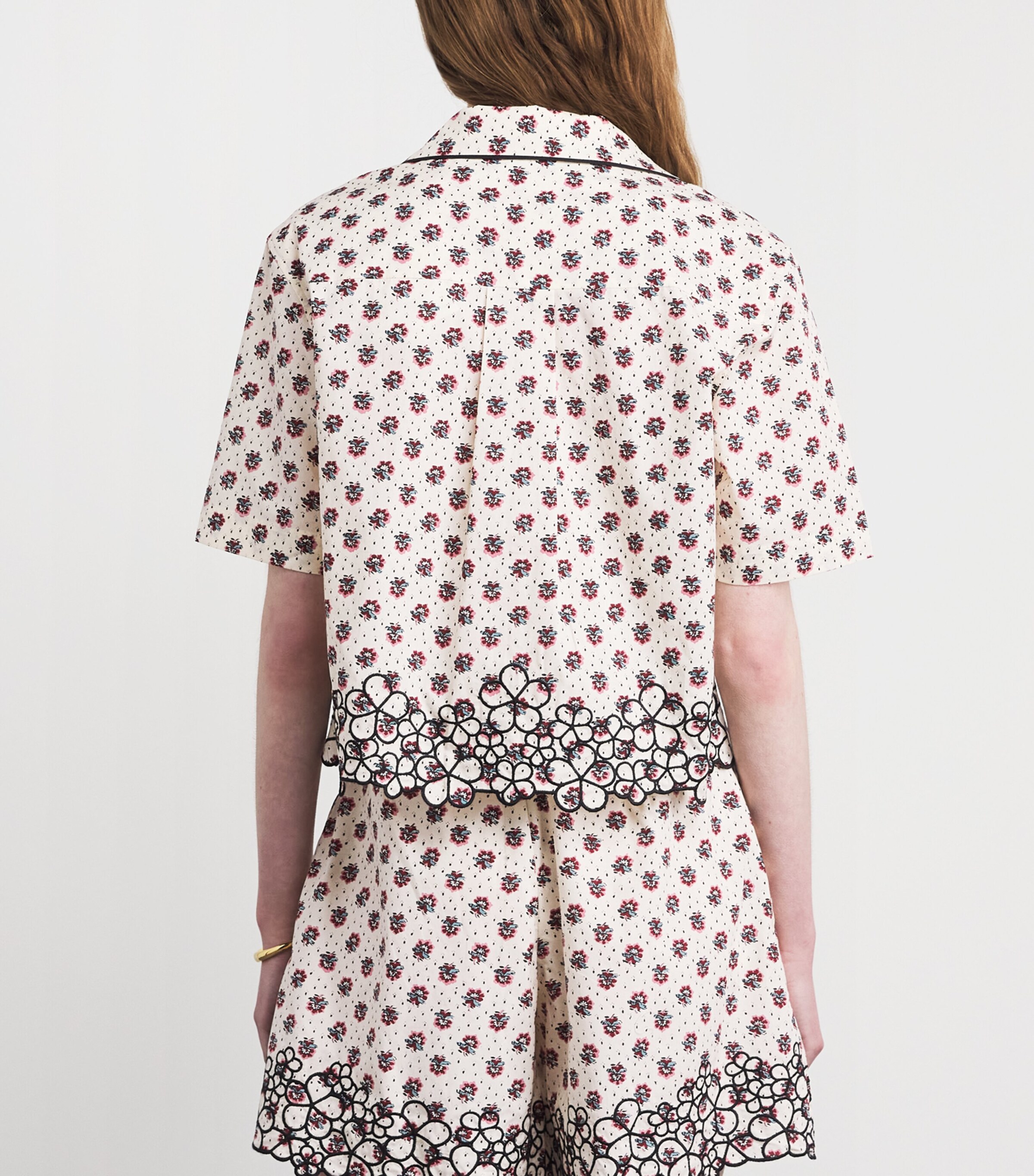 Claudie Pierlot Womens Cotton Poplin Embroidered Shirt Light Print Image 5