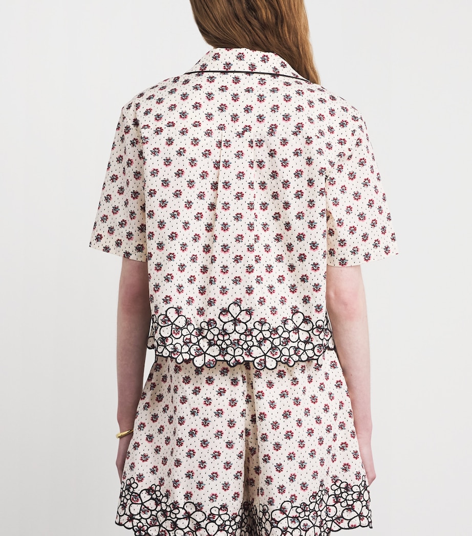 Claudie Pierlot Womens Cotton Poplin Embroidered Shirt Light Print Image 5