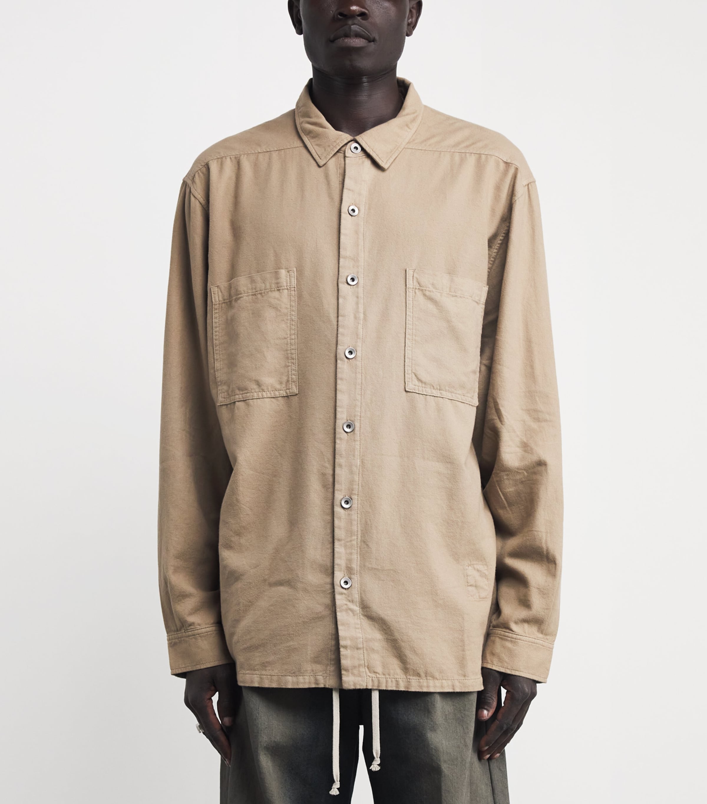 Rick Owens Mens Organic Cotton Jumbo Overshirt Dirty Pearl/ Image 3