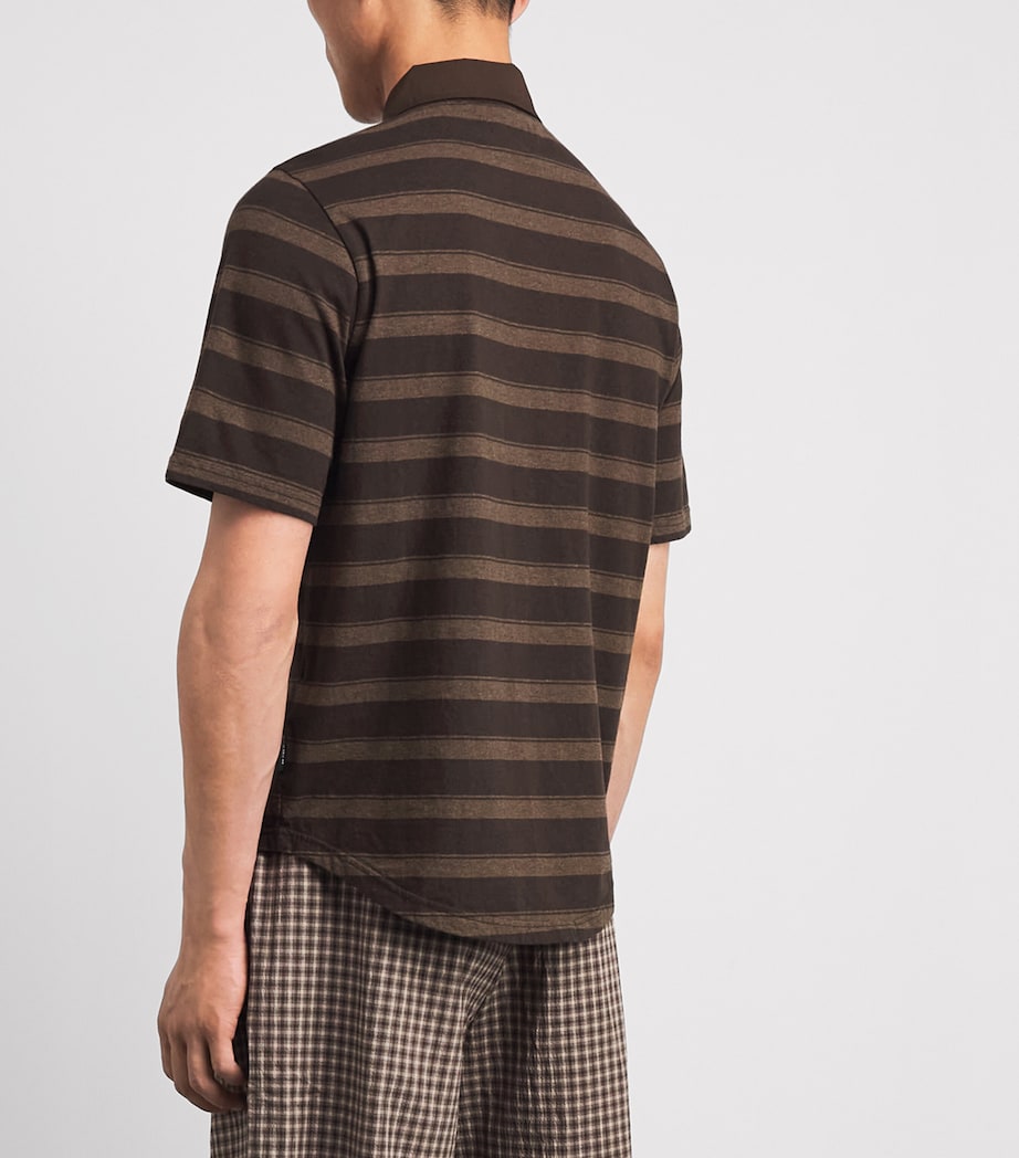 Oliver Spencer Mens Organic Cotton Stanfield Polo Shirt Brown Image 5