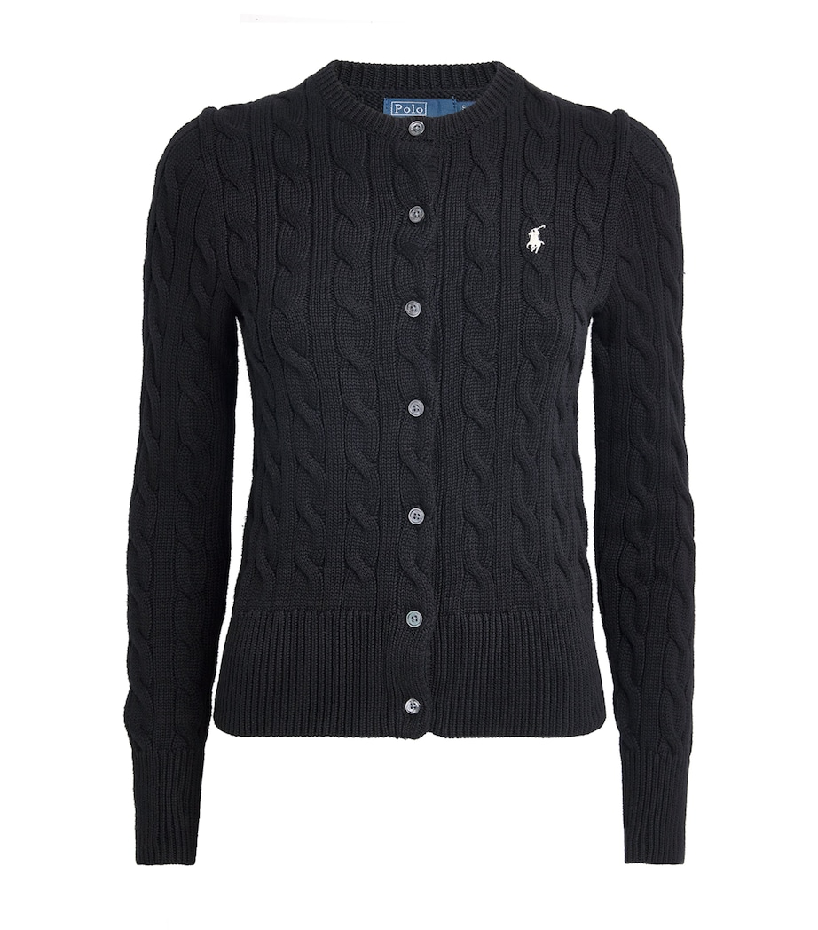 Cotton Cable-Knit Cardigan POLO BLACK Image 1