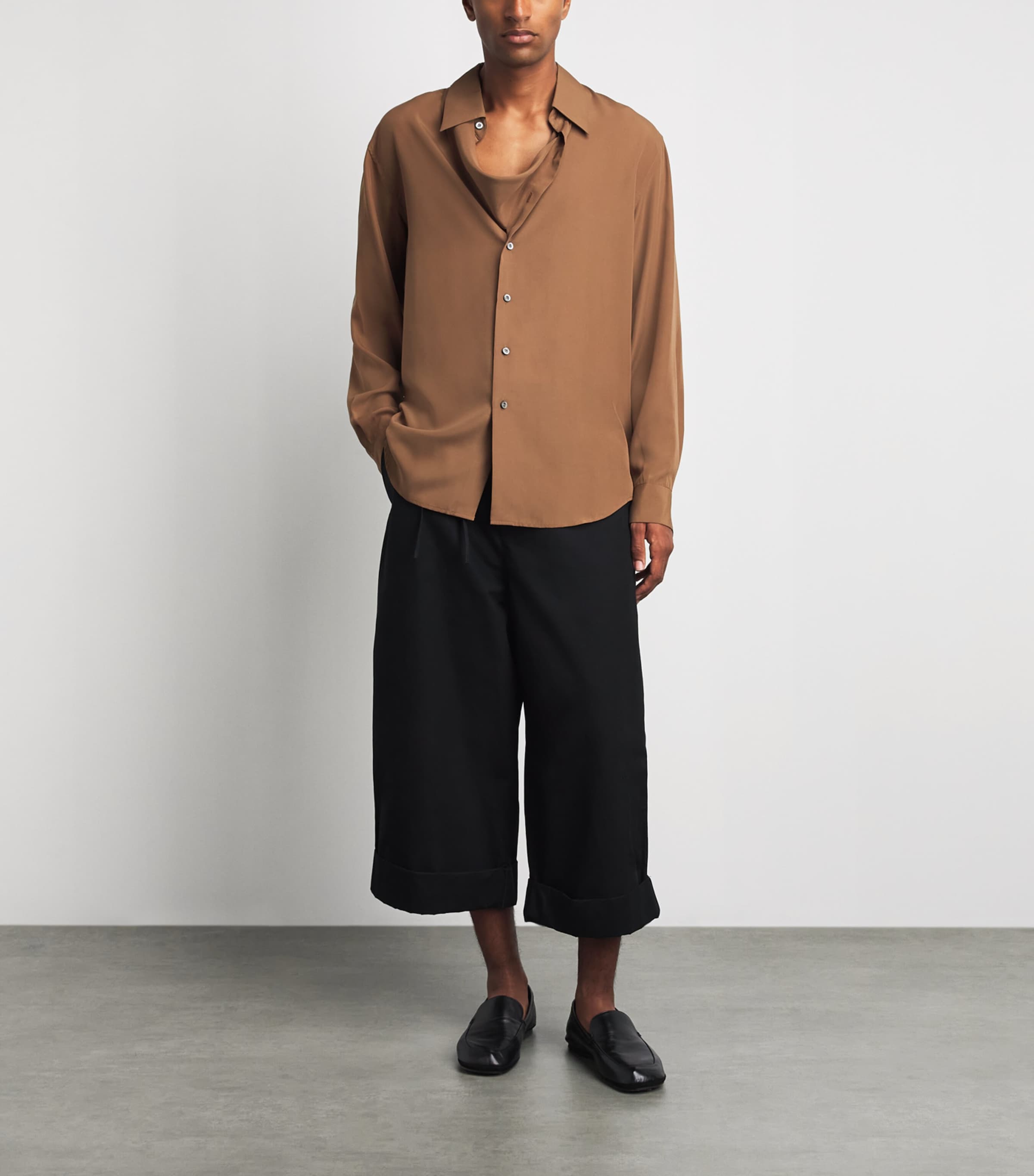 System Mens Triangular Panel Shirt Camel Image 2